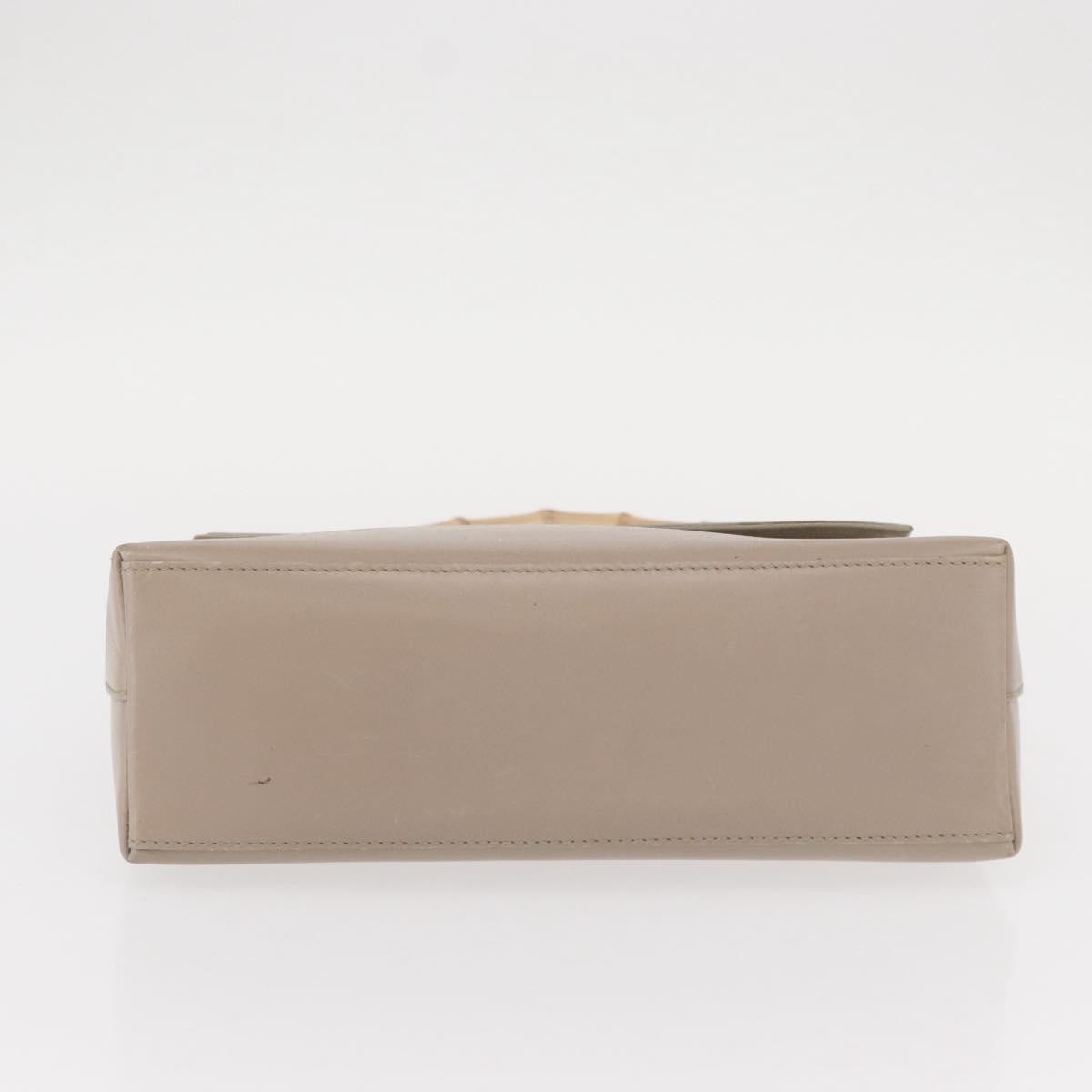 Gucci Vintage Bamboo Handle Leather Beige Leather Handbag (Pre-Owned)