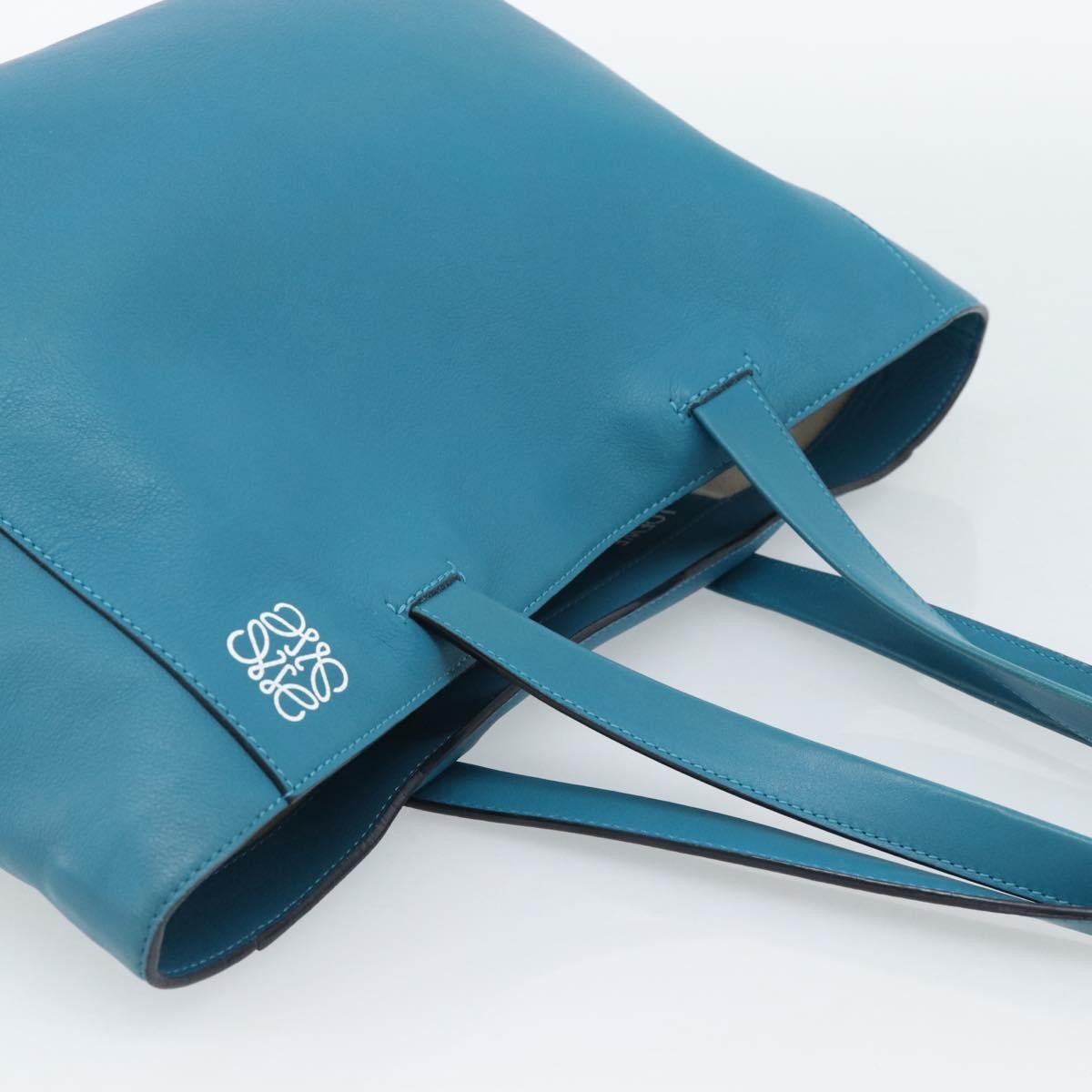 Loewe Anagram Leather Blue Leather Tote Bag Bag (Pre-Owned)
