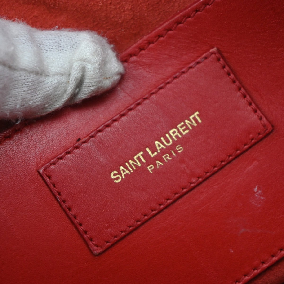 Saint Laurent Classic Baby Duffle Leather Red Leather Handbag (Pre-Owned)