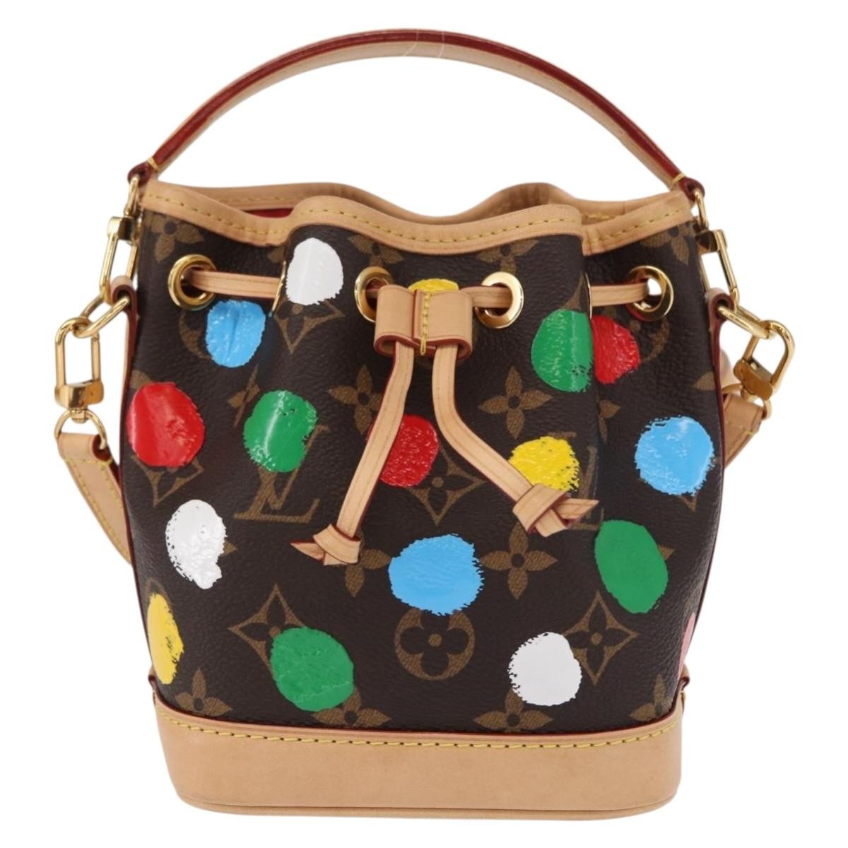 Louis Vuitton Noe Yayoi Kusama Painted Dots Monogram Canvas Brown Canvas Handbag (Pre-Owned)