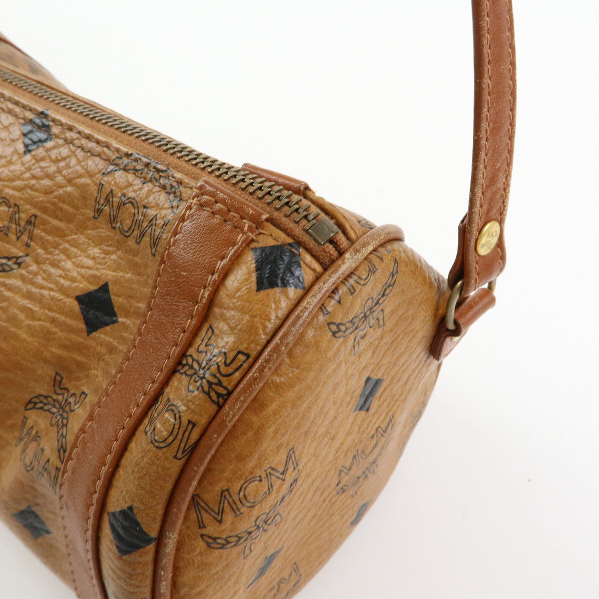 MCM Visetos Leather Brown Leather Shoulder Bag Bag (Pre-Owned)