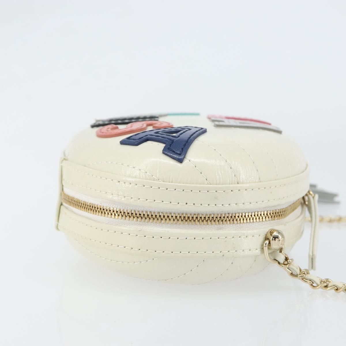 Chanel La Pausa Evening Chevron Lambskin With Applique White Leather Shoulder Bag Bag (Pre-Owned)