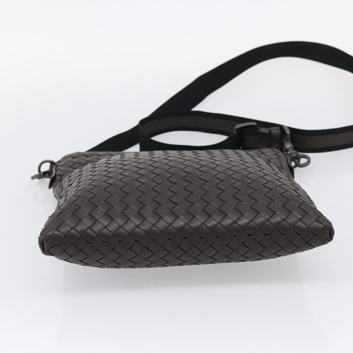 Bottega Veneta Flat Messenger Intrecciato Nappa Brown Leather Handbag (Pre-Owned)