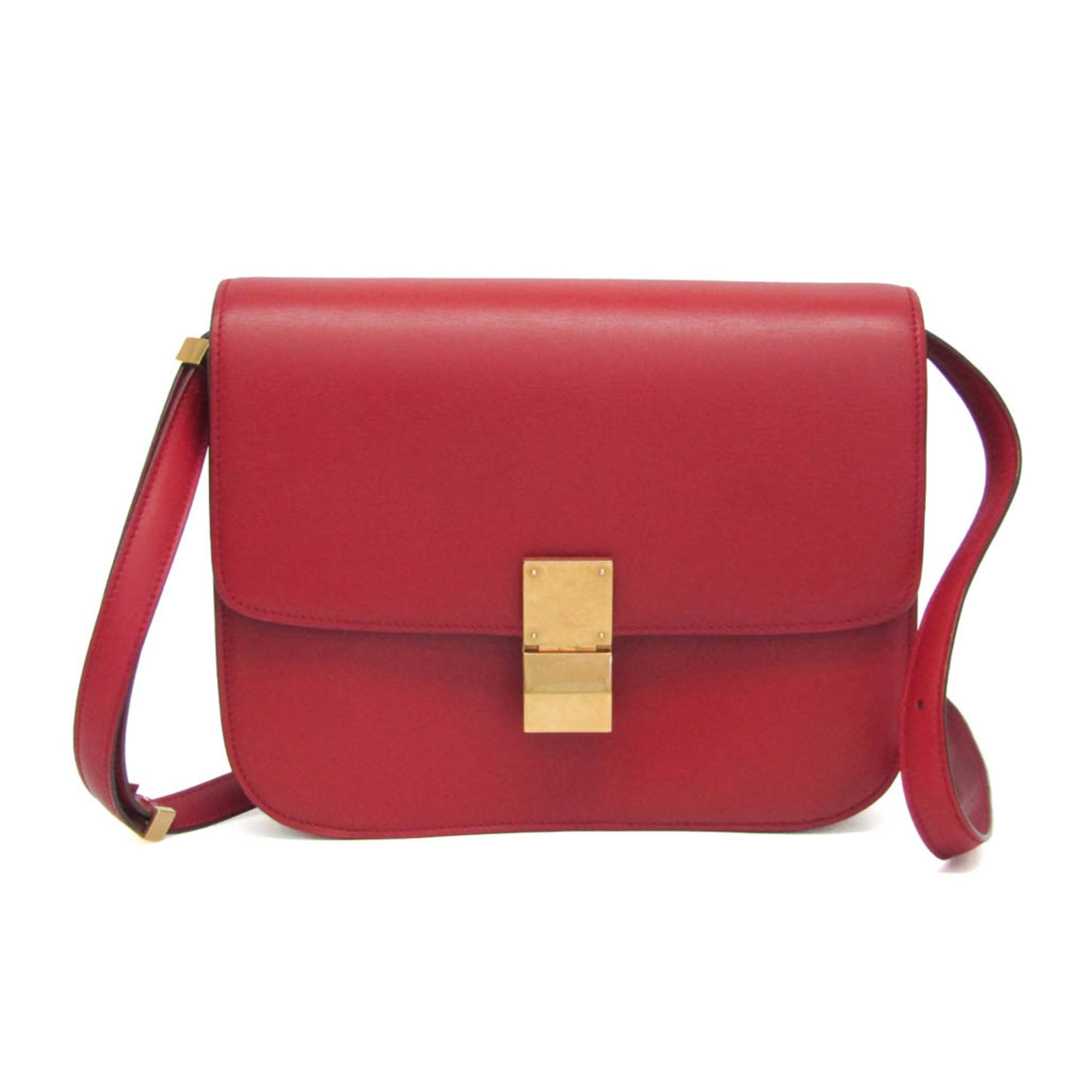 Celine Classic Box Smooth Leather Red Calfskin Handbag (Pre-Owned)