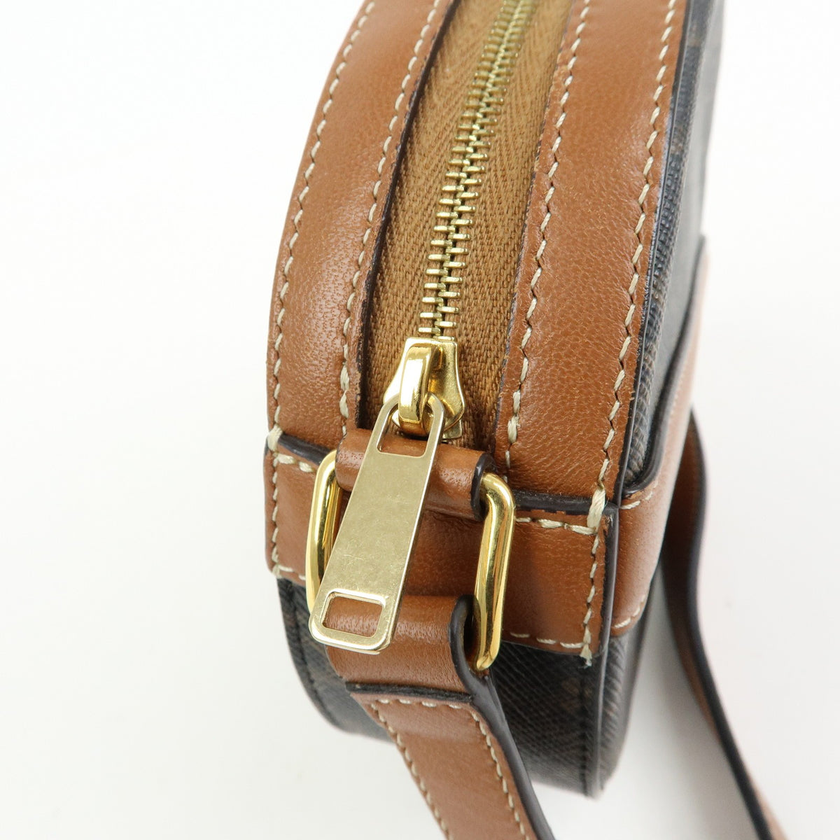 Celine Round Purse On Strap Triomphe Coated Canvas Brown Canvas Crossbody Bag Bag (Pre-Owned)