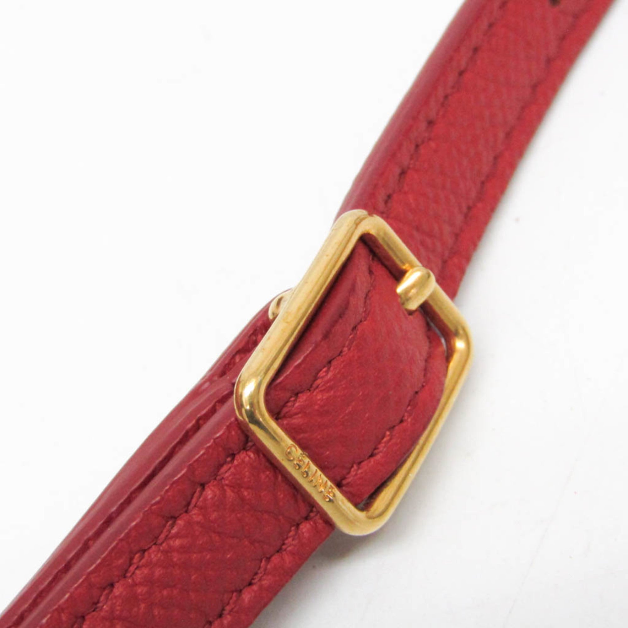 Celine Belt Textured Leather Red Leather Handbag (Pre-Owned)