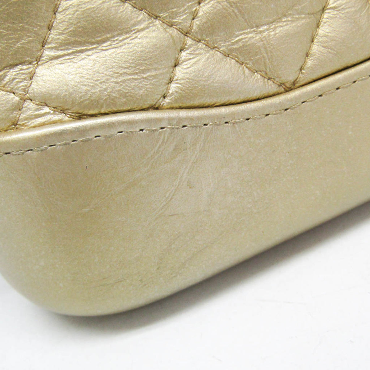 Chanel Gabrielle Double Zip Clutch With Chain Quilted Aged Calfskin Gold Leather Shoulder Bag Bag (Pre-Owned)
