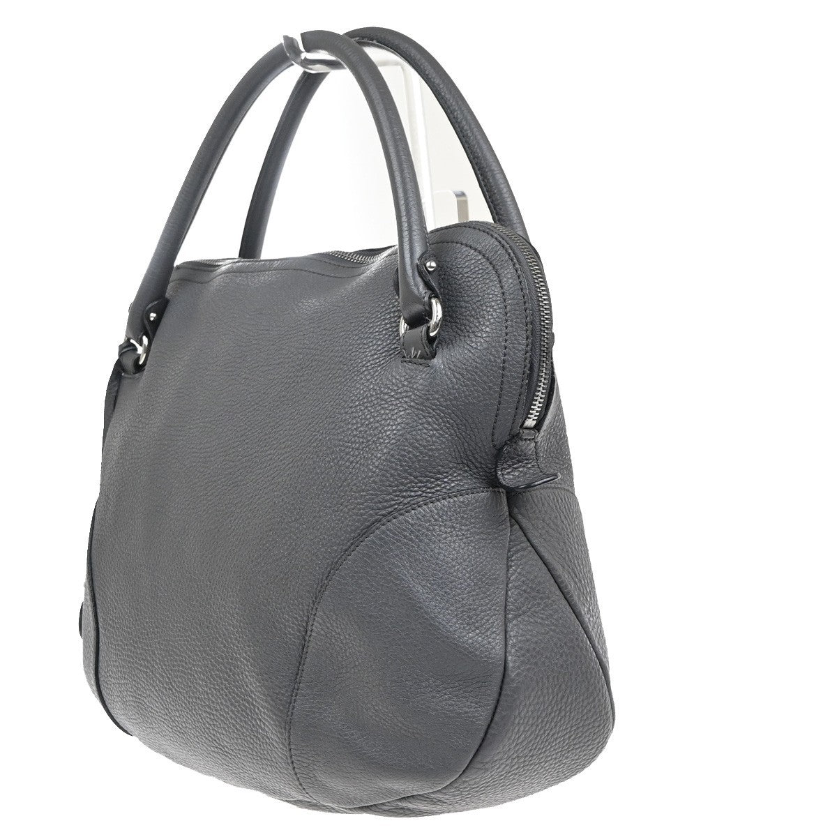 Salvatore Ferragamo Bonaria Satchel Leather Gray Leather Handbag (Pre-Owned)