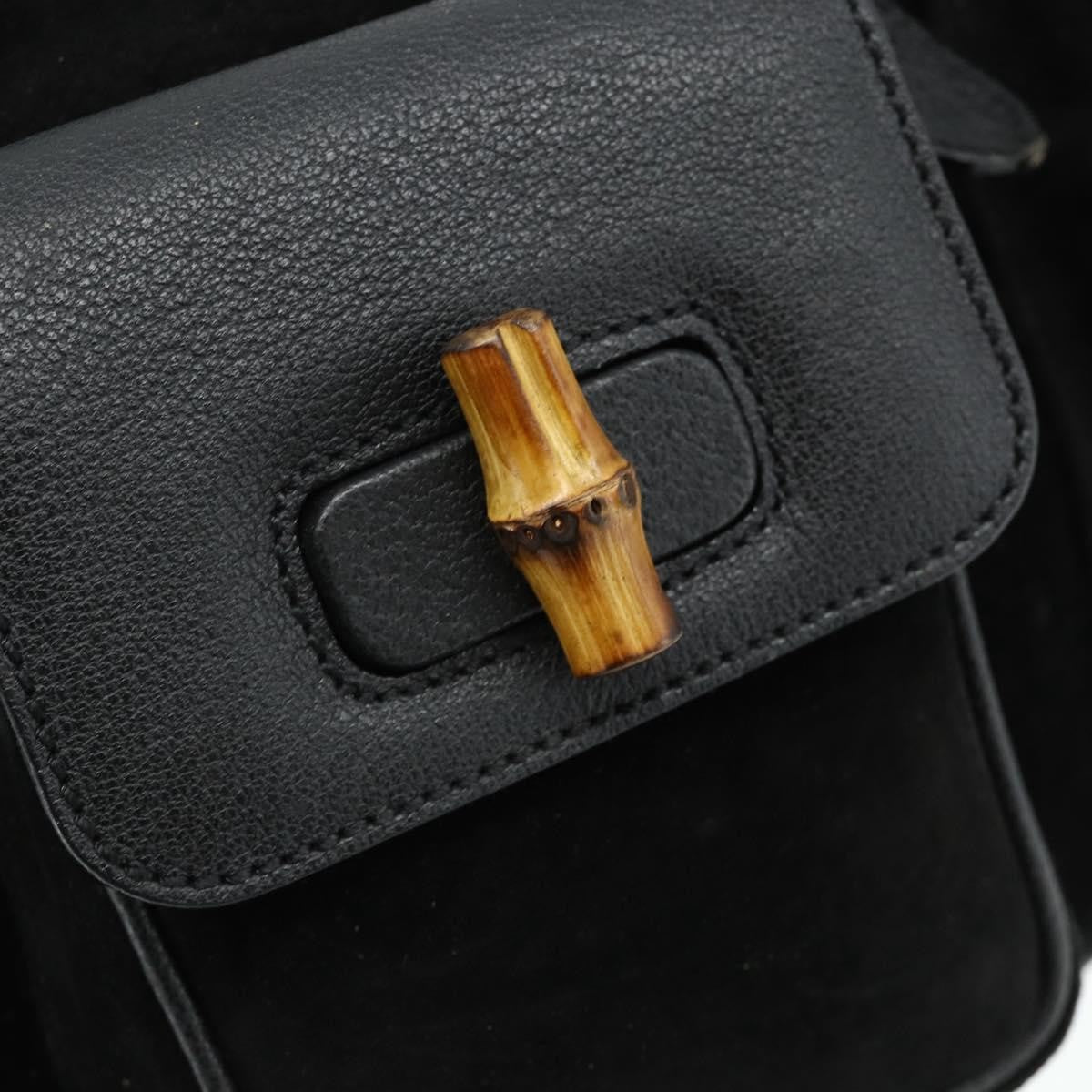 Gucci Vintage Bamboo Suede Black Suede Backpack Bag (Pre-Owned)