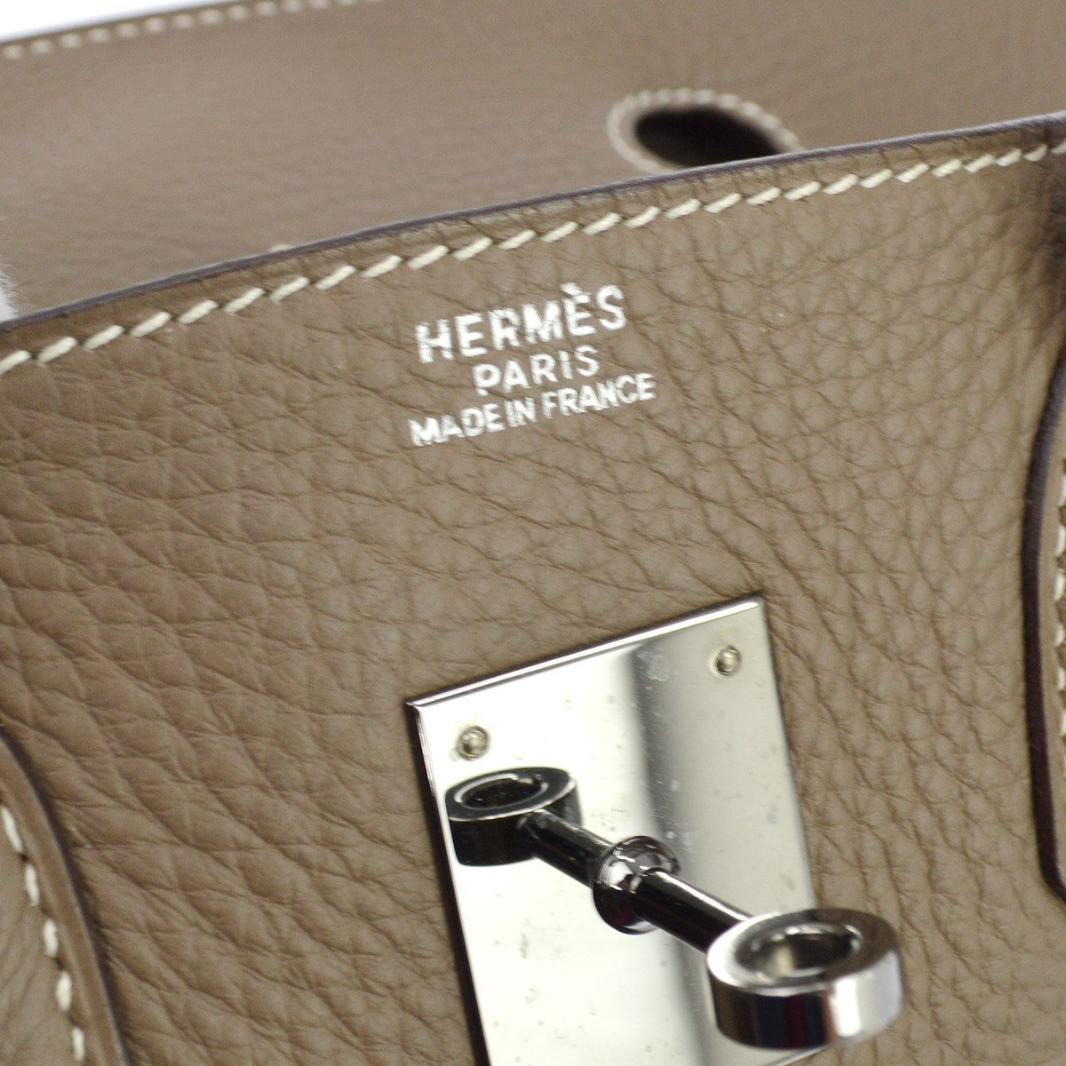 Hermes Birkin Grey Clemence With Palladium Hardware Gray Calfskin Handbag (Pre-Owned)