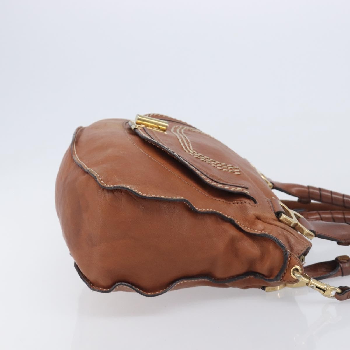 Chloe Marcie Satchel Leather Brown Leather Handbag (Pre-Owned)