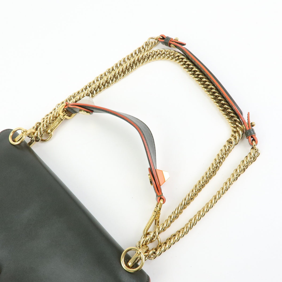 Fendi Kan I Leather Green Leather Shoulder Bag Bag (Pre-Owned)