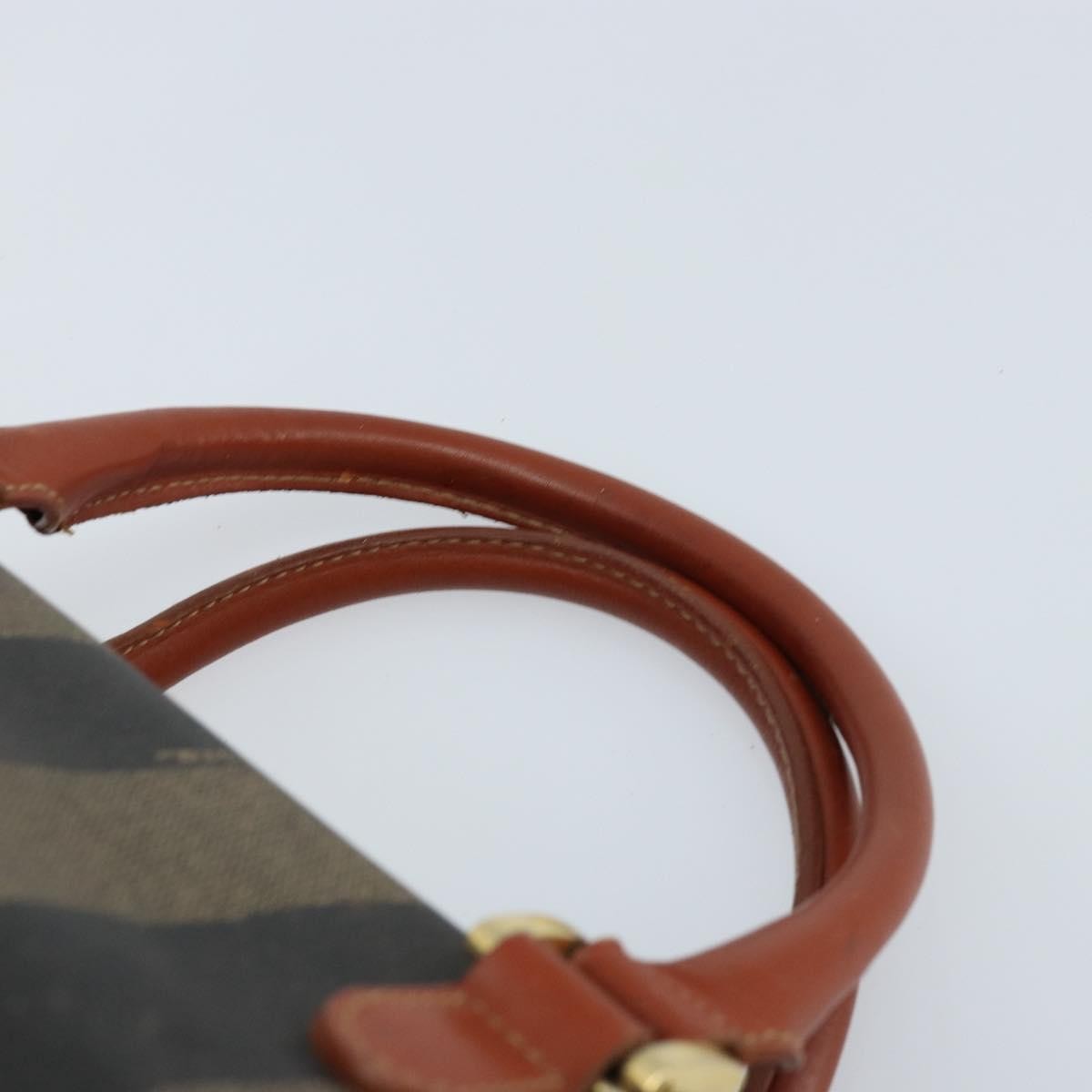 Fendi Vintage Pequin Convertible Boston Coated Canvas Brown Canvas Handbag (Pre-Owned)