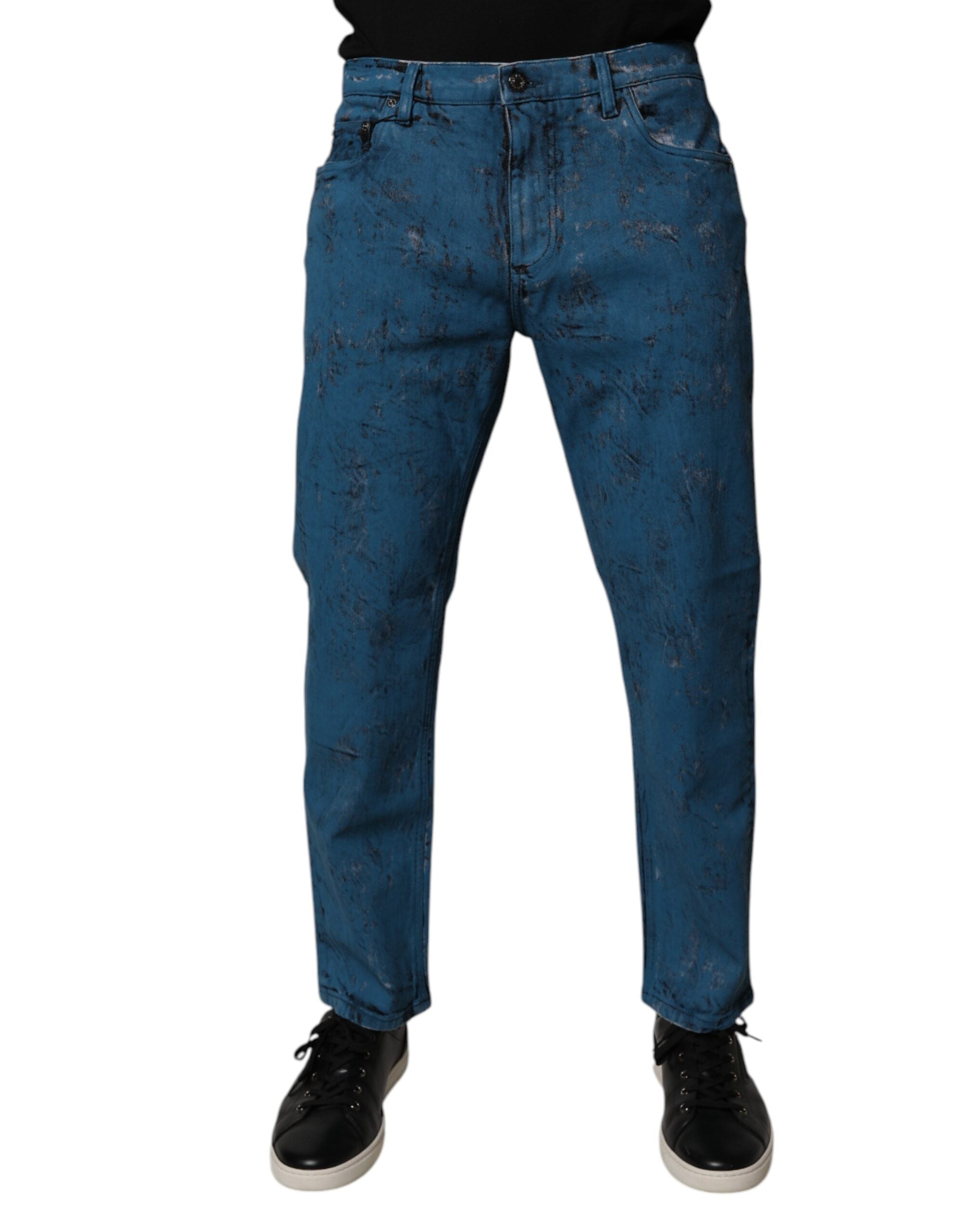 Dolce & Gabbana Blue Tie Dye Cotton Skinny Men Denim Men's Jeans