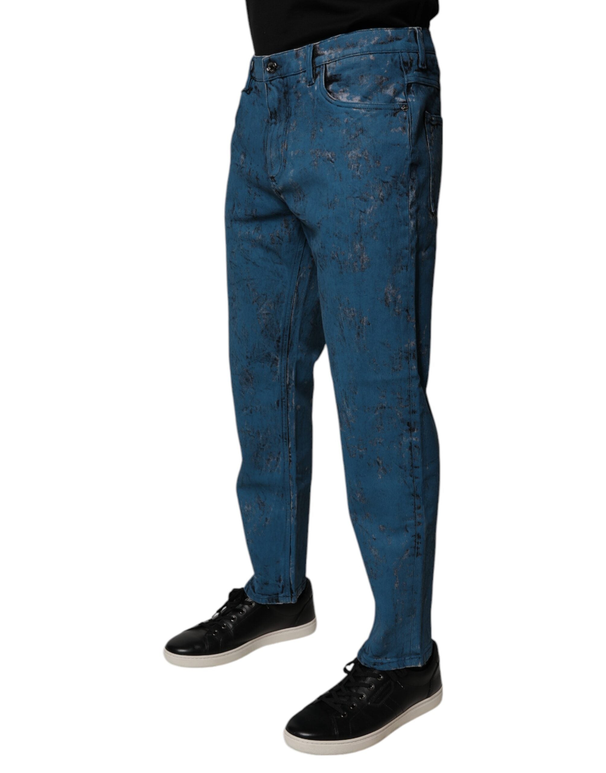 Dolce & Gabbana Blue Tie Dye Cotton Skinny Men Denim Men's Jeans