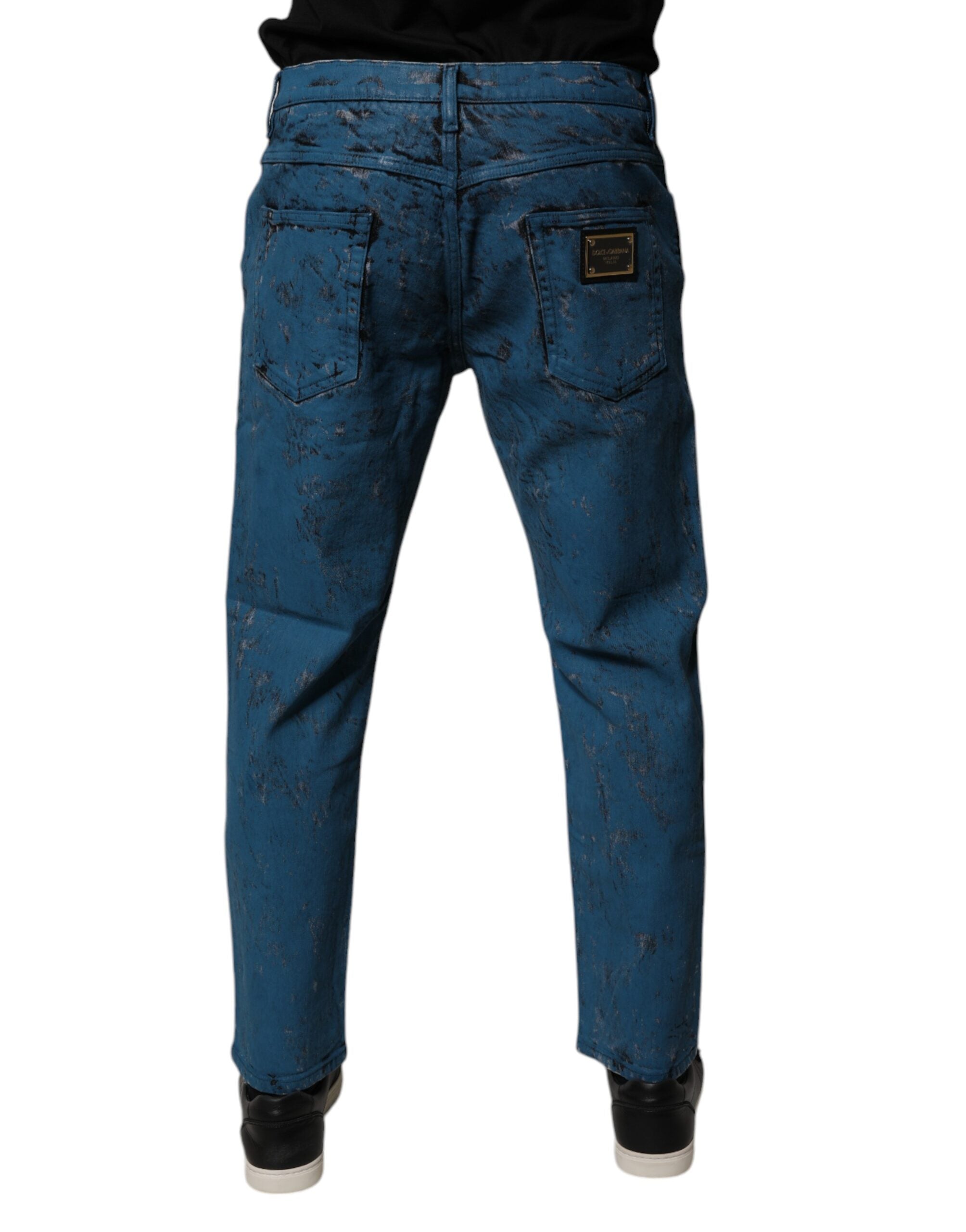 Dolce & Gabbana Blue Tie Dye Cotton Skinny Men Denim Men's Jeans