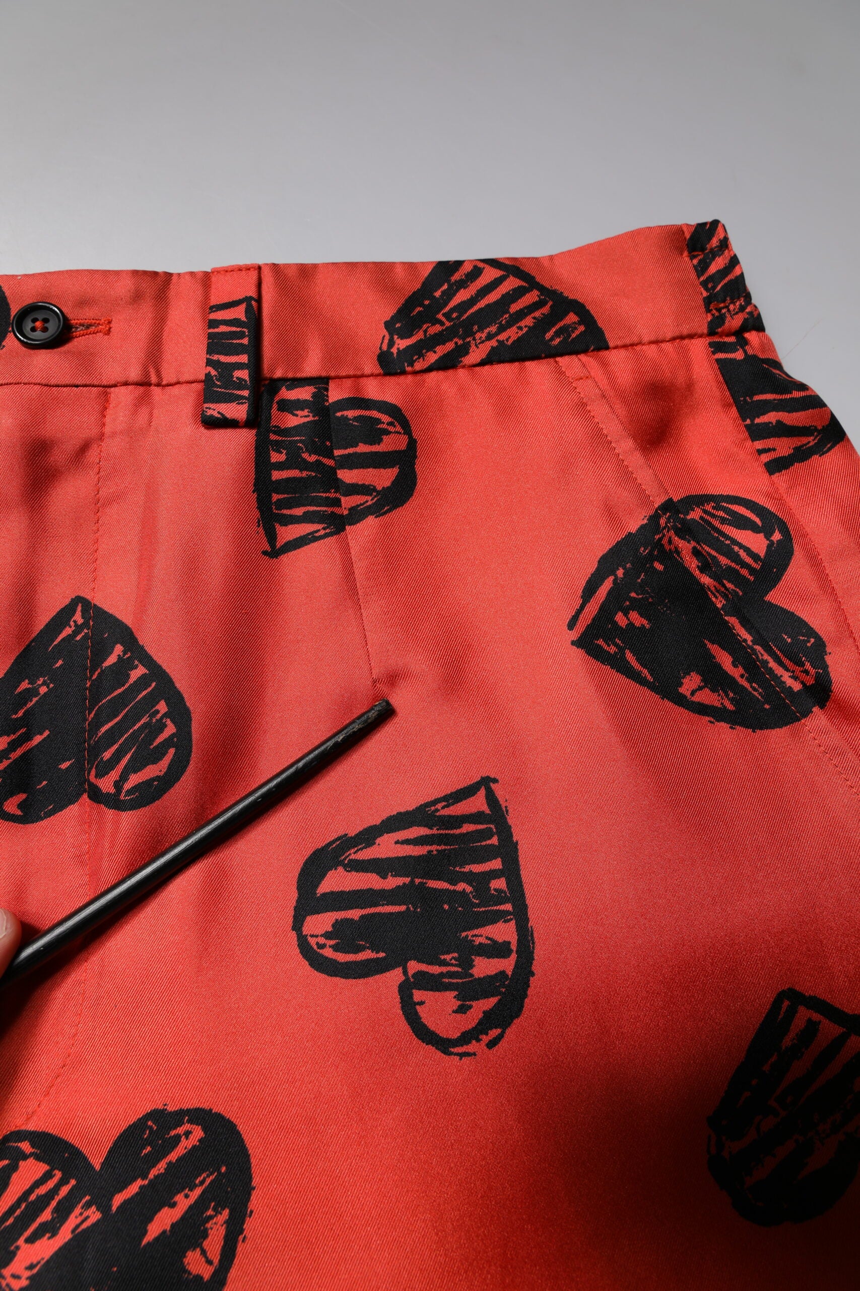 Dolce & Gabbana Orange Silk Heart Print Bermuda Men's Shorts (Pre-Owned)
