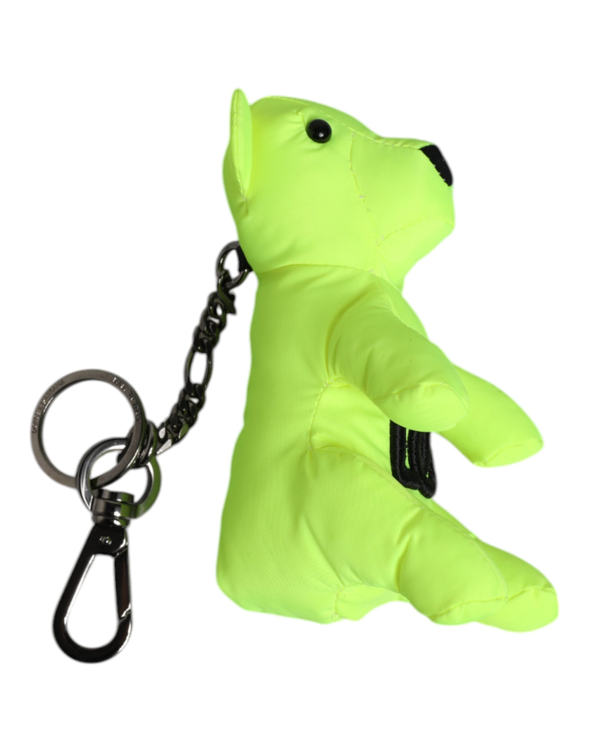 Dolce & Gabbana Green Bear Embroidered Logo Keychain Clasp Men's Keyring