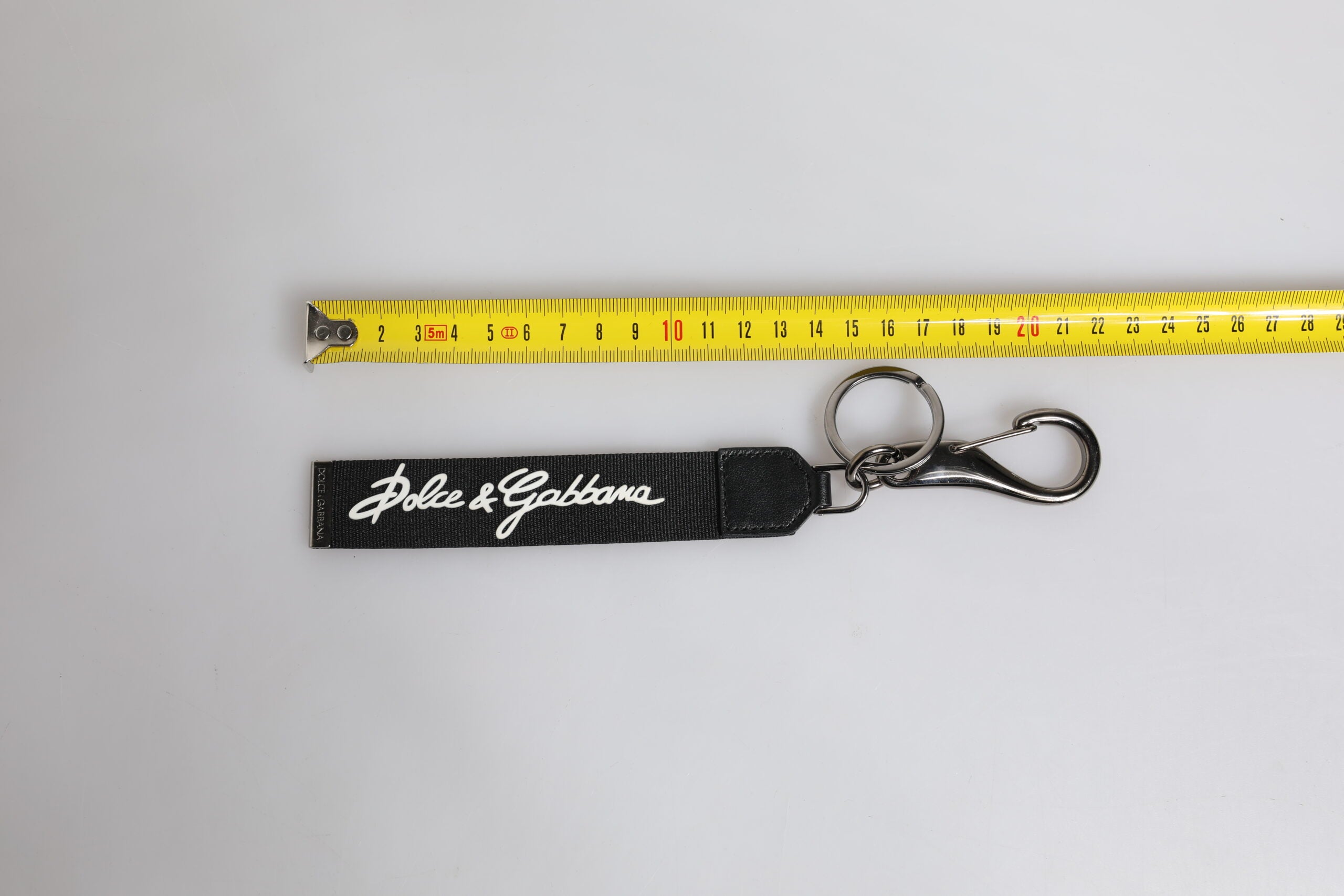 Dolce & Gabbana Black White DG Logo Silver Men Keychain Polyester Men's Keyring