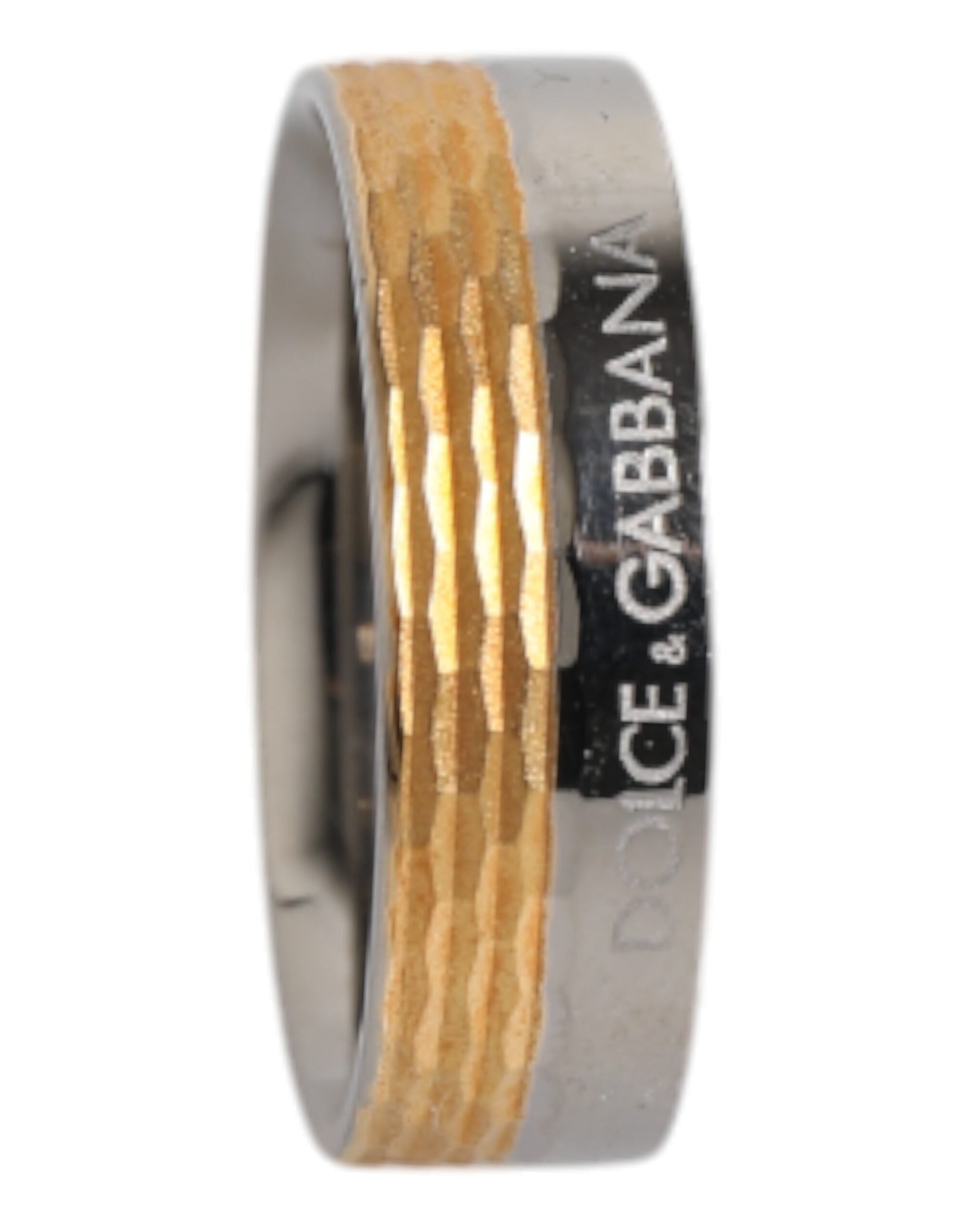Dolce & Gabbana Gold Silver Tone Real Brass DG Logo Men's Ring