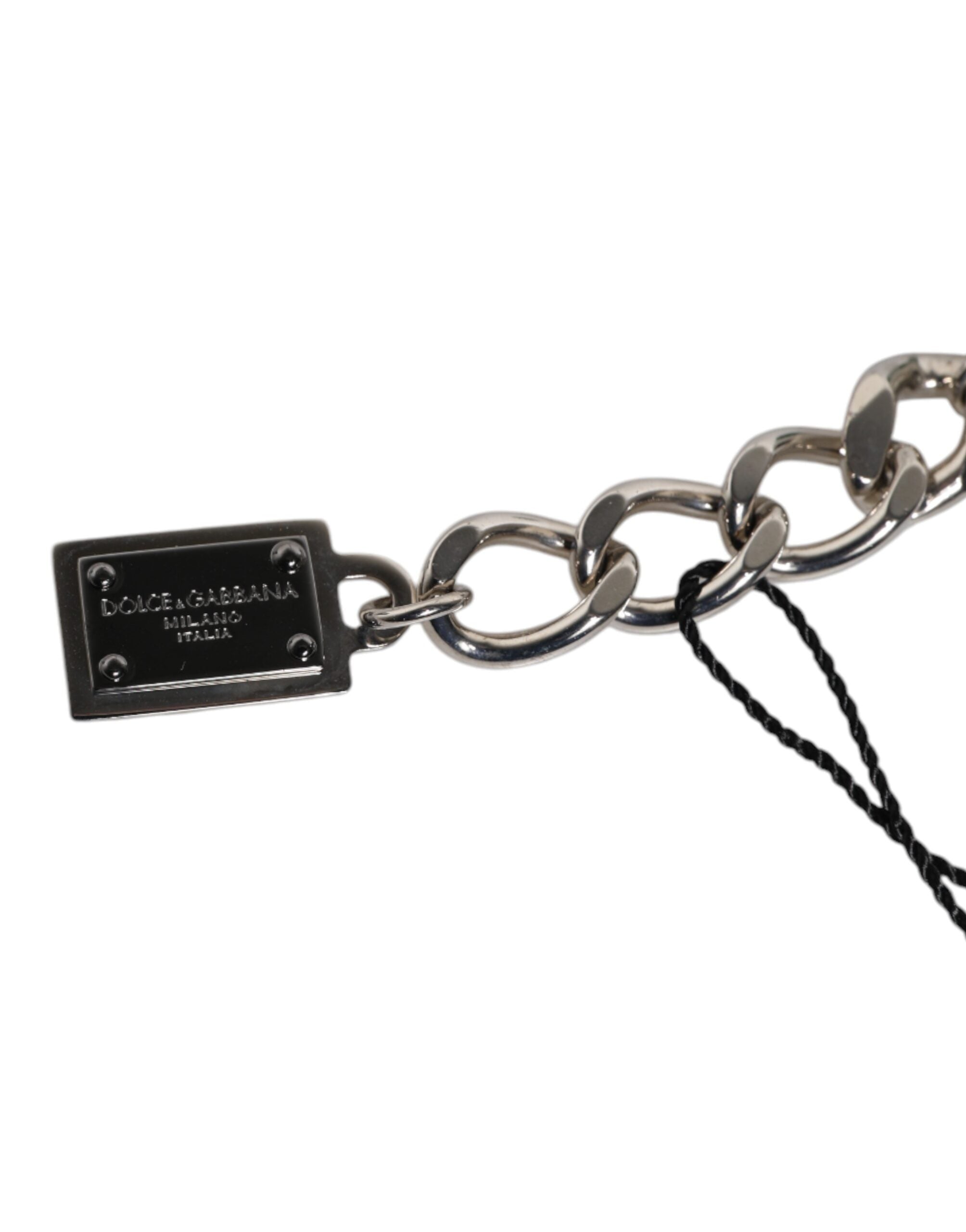Dolce & Gabbana Silver Tone Brass Bead Dice Logo Embellish Charm Women's Bracelet