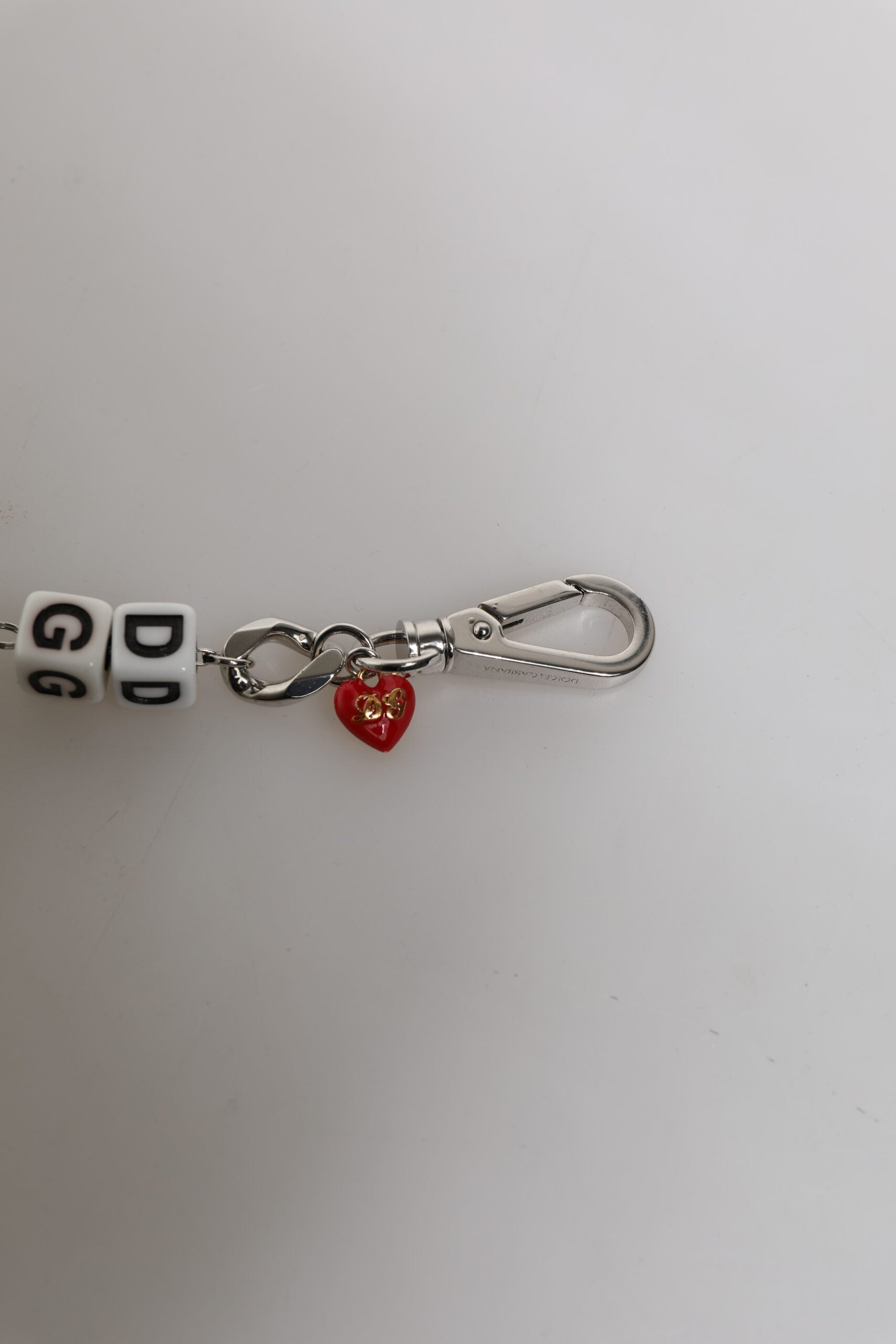 Dolce & Gabbana Silver Tone Brass Bead Dice Logo Embellish Charm Women's Bracelet