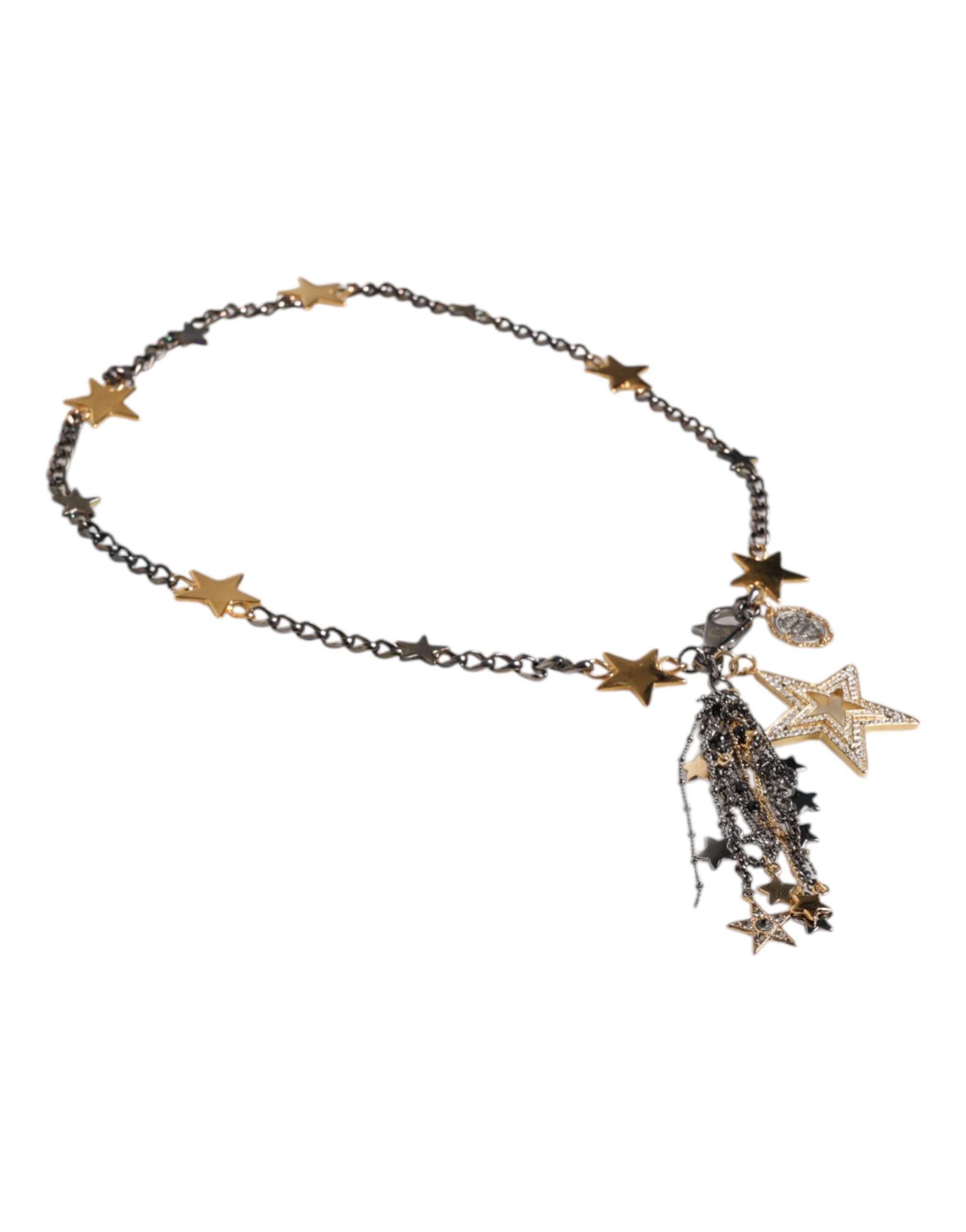 Dolce & Gabbana Silver Gold Brass Embellished Waist Chain Women's Belt