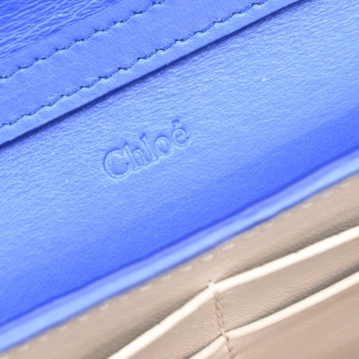 Chloe Aby Chain Leather Blue Leather Shoulder Bag Bag (Pre-Owned)