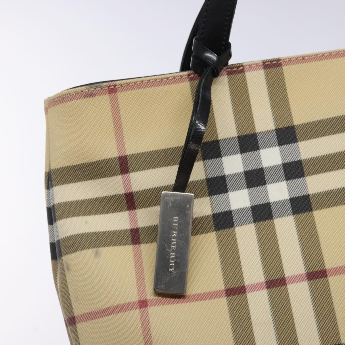 Burberry Nova Check Tote Canvas Check Pattern Beige Canvas Tote Bag Bag (Pre-Owned)