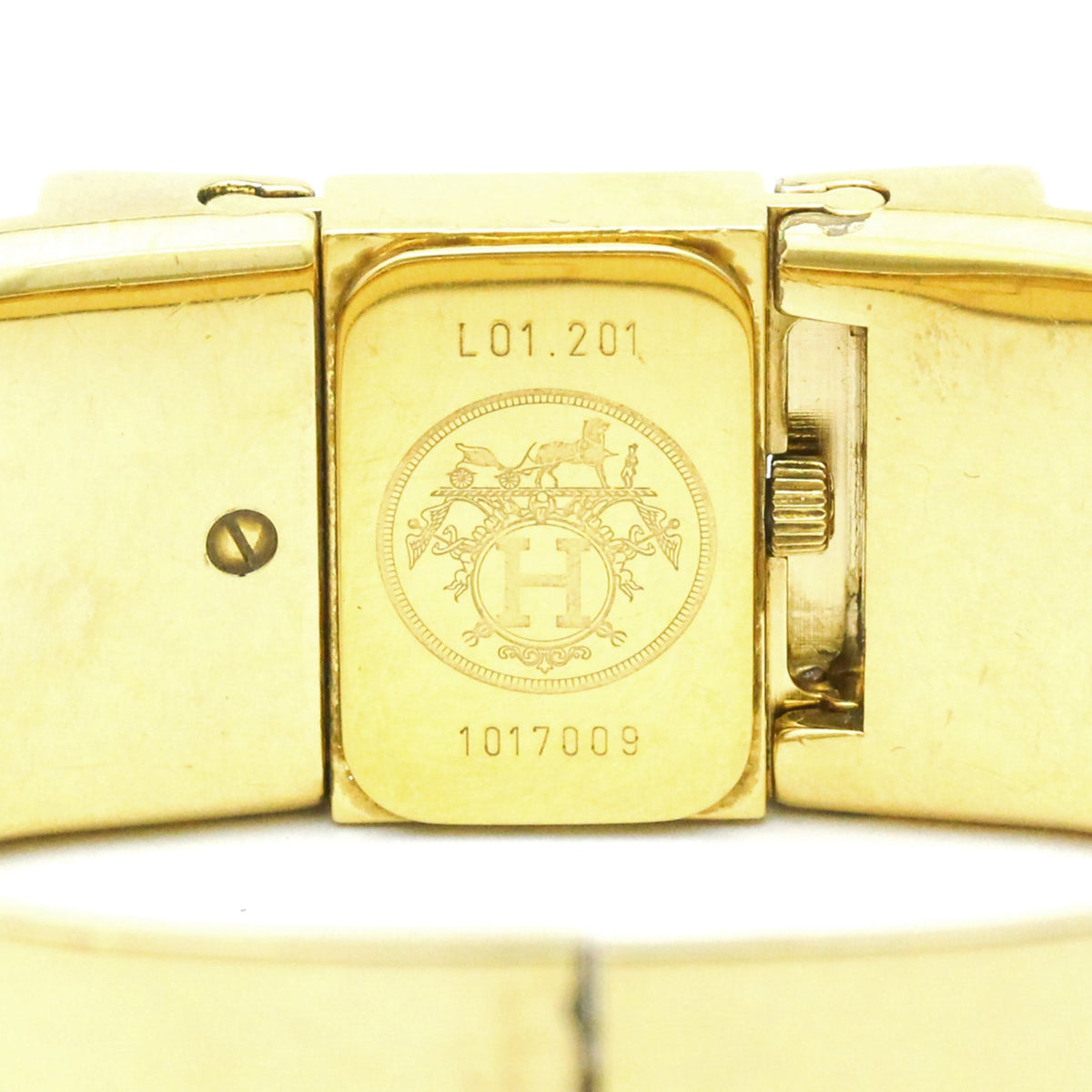 Hermes Loquet Quartz Plated Metal And Printed Enamel Watch (Pre-Owned)