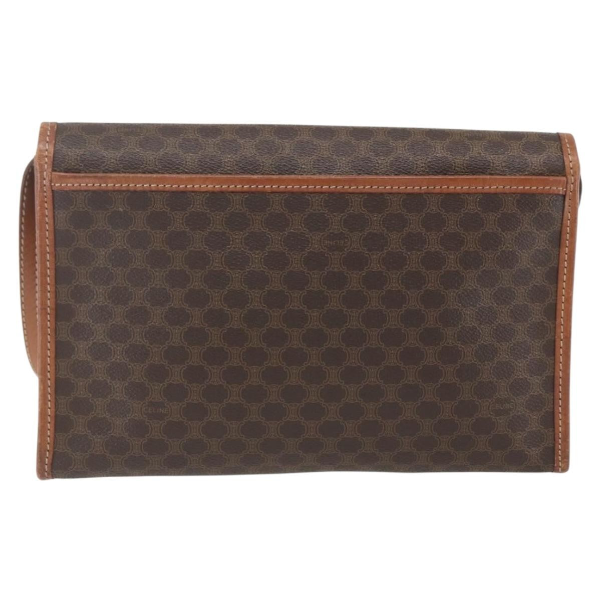 Celine Vintage Macadam Canvas And Leather Brown Canvas Shoulder Bag Bag (Pre-Owned)