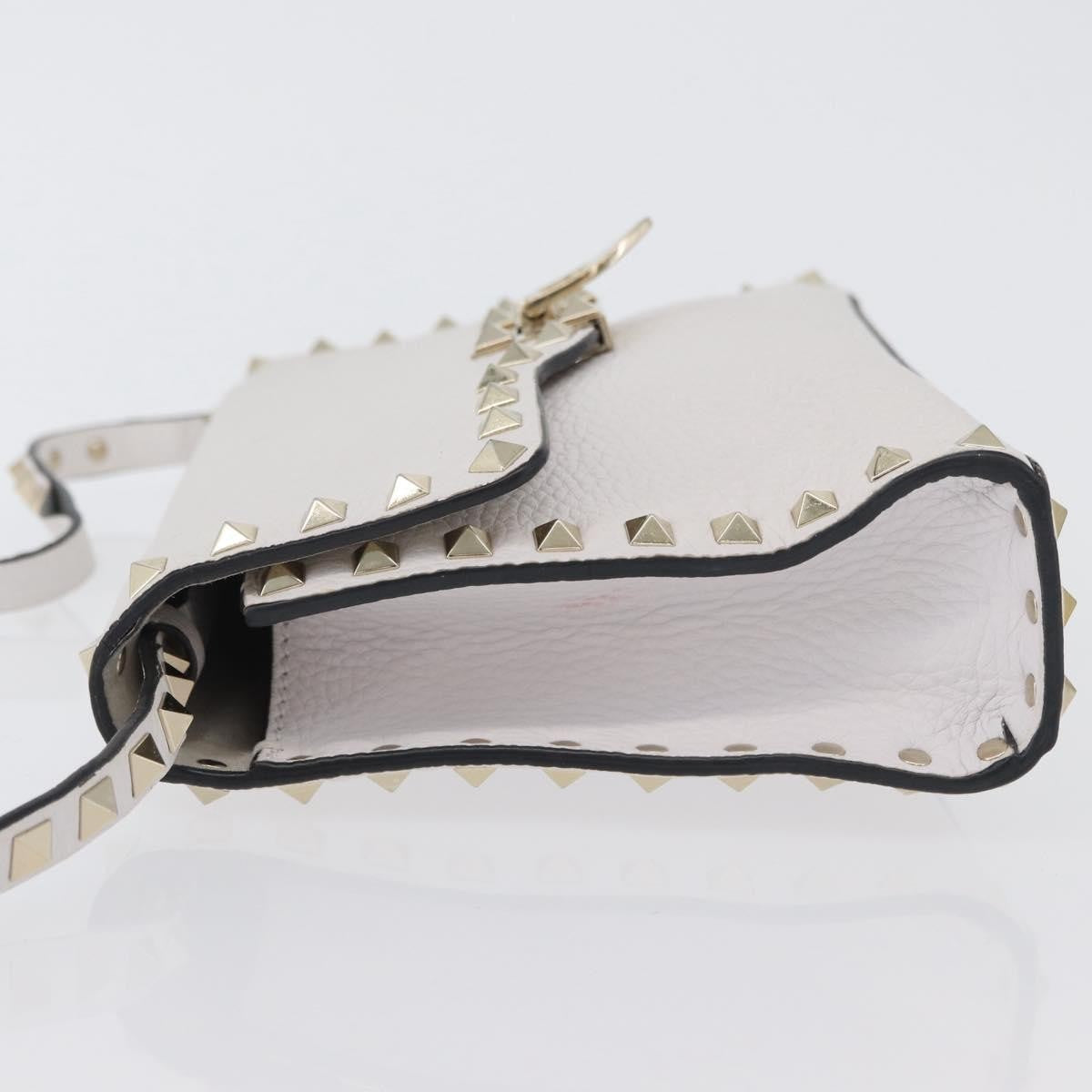 Valentino Garavani Rockstud Flip Lock Flap Leather White_Gold Leather Shoulder Bag Bag (Pre-Owned)