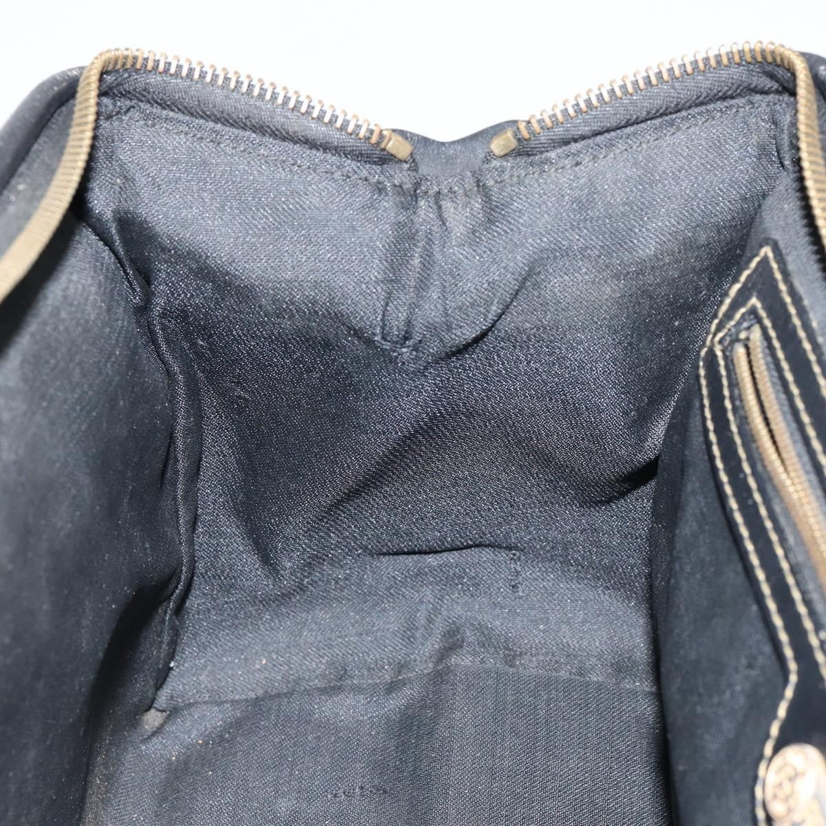 Fendi Vintage Pequin Boston Coated Canvas Black Canvas Bag (Pre-Owned)