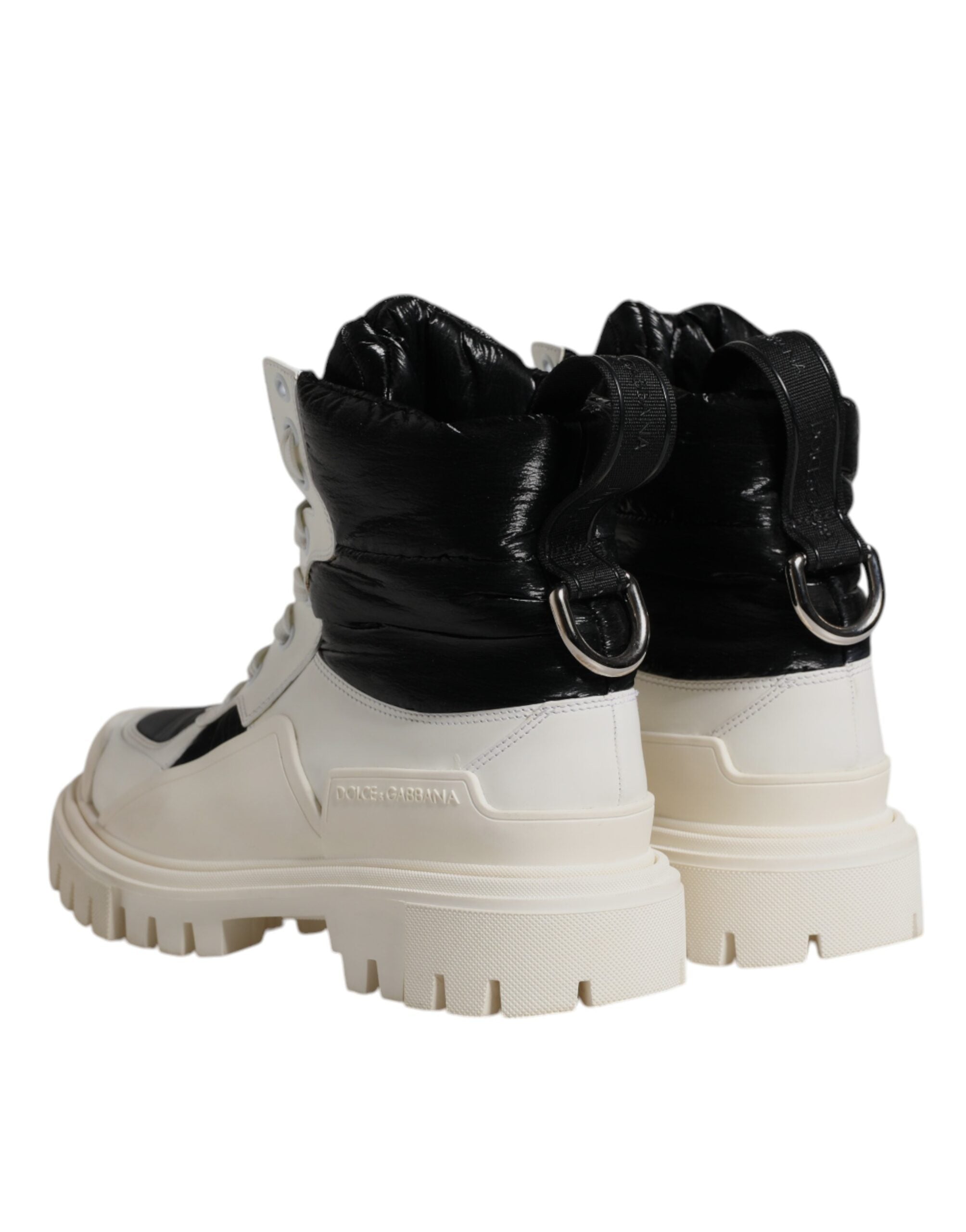 Dolce & Gabbana White Padded Mid Calf Lace Up Boots Women's Shoes (Pre-Owned)