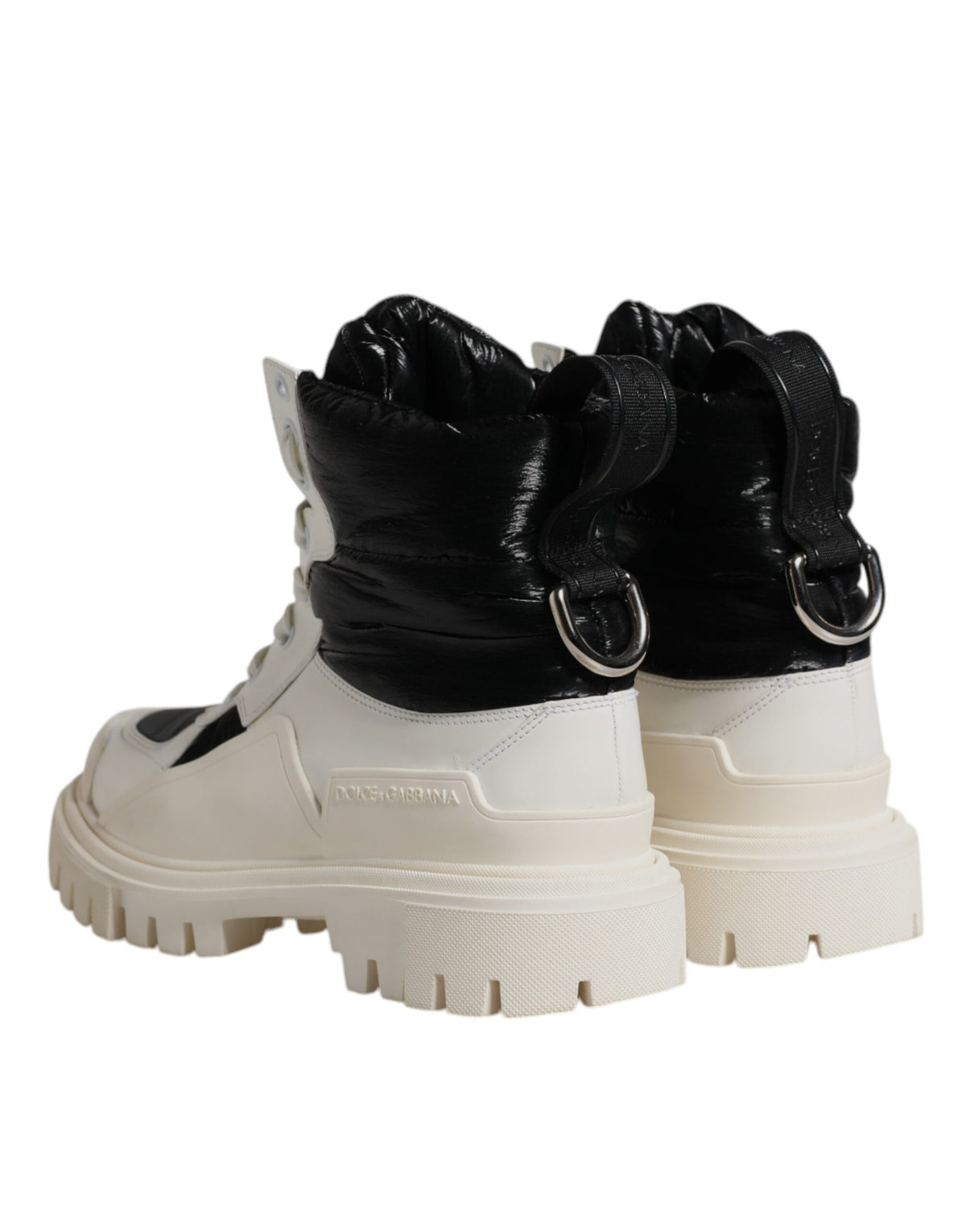 Dolce & Gabbana White Padded Mid Calf Lace Up Boots Women's Shoes (Pre-Owned)