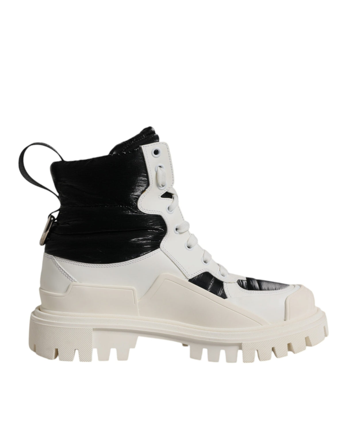 Dolce & Gabbana White Padded Mid Calf Lace Up Boots Women's Shoes (Pre-Owned)