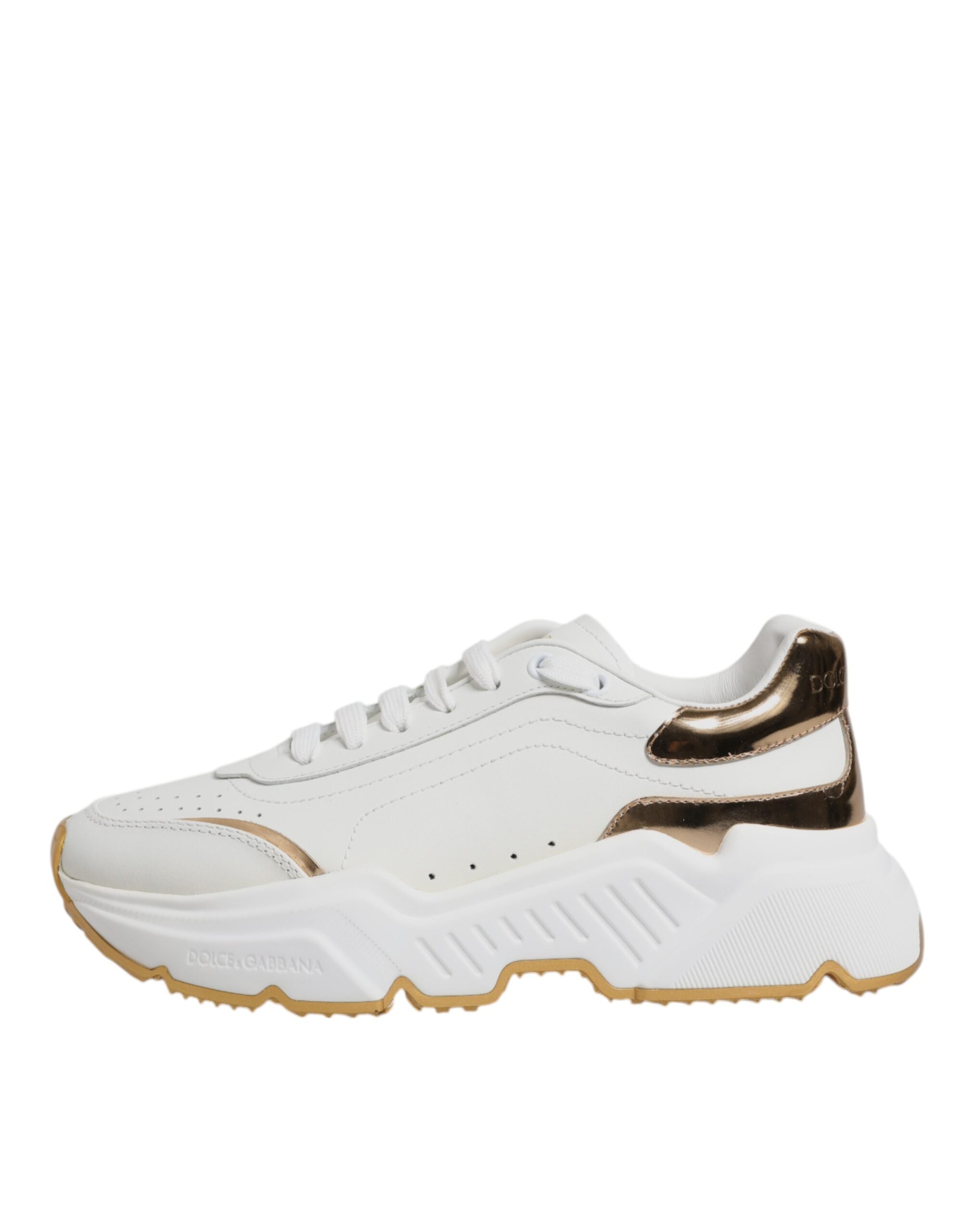 Dolce & Gabbana White Gold Daymaster Low Top Sneakers Women's Shoes