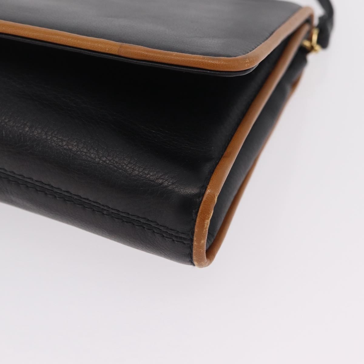 Celine Flap Shoulder Leather Black Leather Shoulder Bag Bag (Pre-Owned)