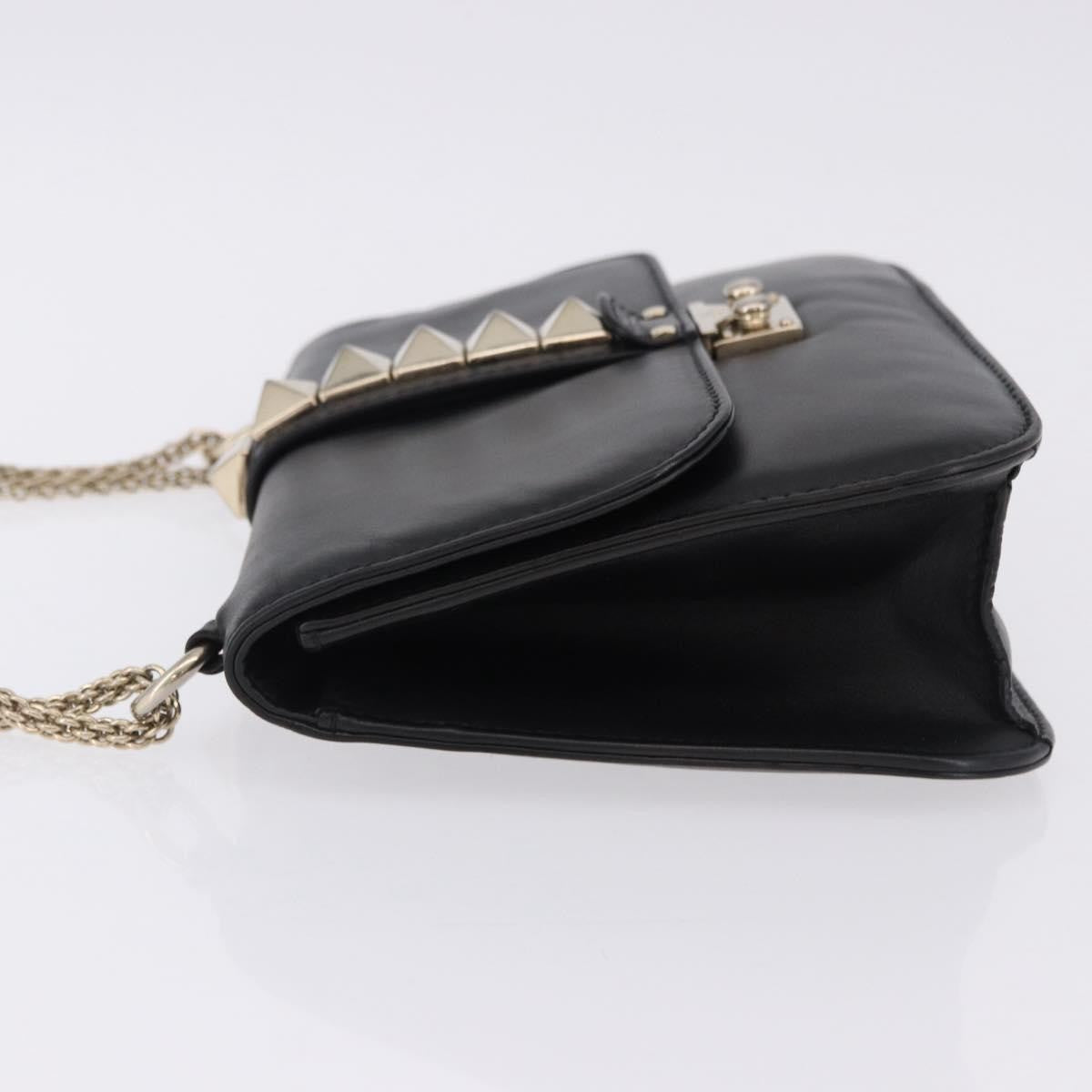 Valentino Garavani Glam Lock Leather Black Leather Shoulder Bag Bag (Pre-Owned)
