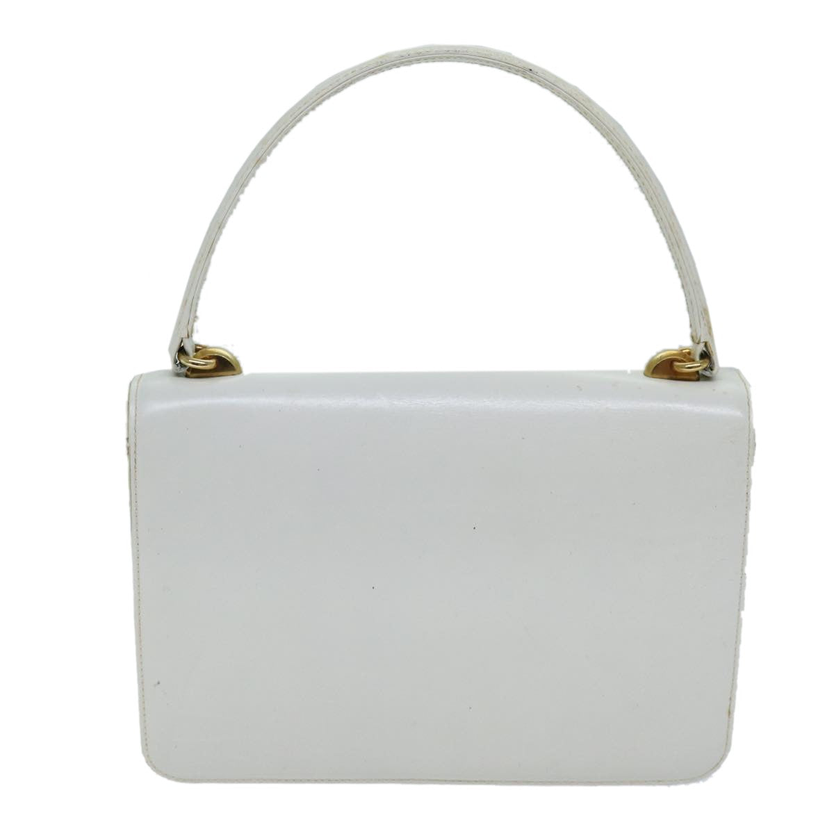 Gucci 1973 Flap Top Handle Leather White Leather Handbag (Pre-Owned)