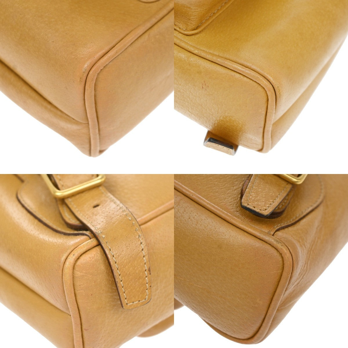 Gucci Vintage Bamboo Leather Yellow Leather Backpack Bag (Pre-Owned)