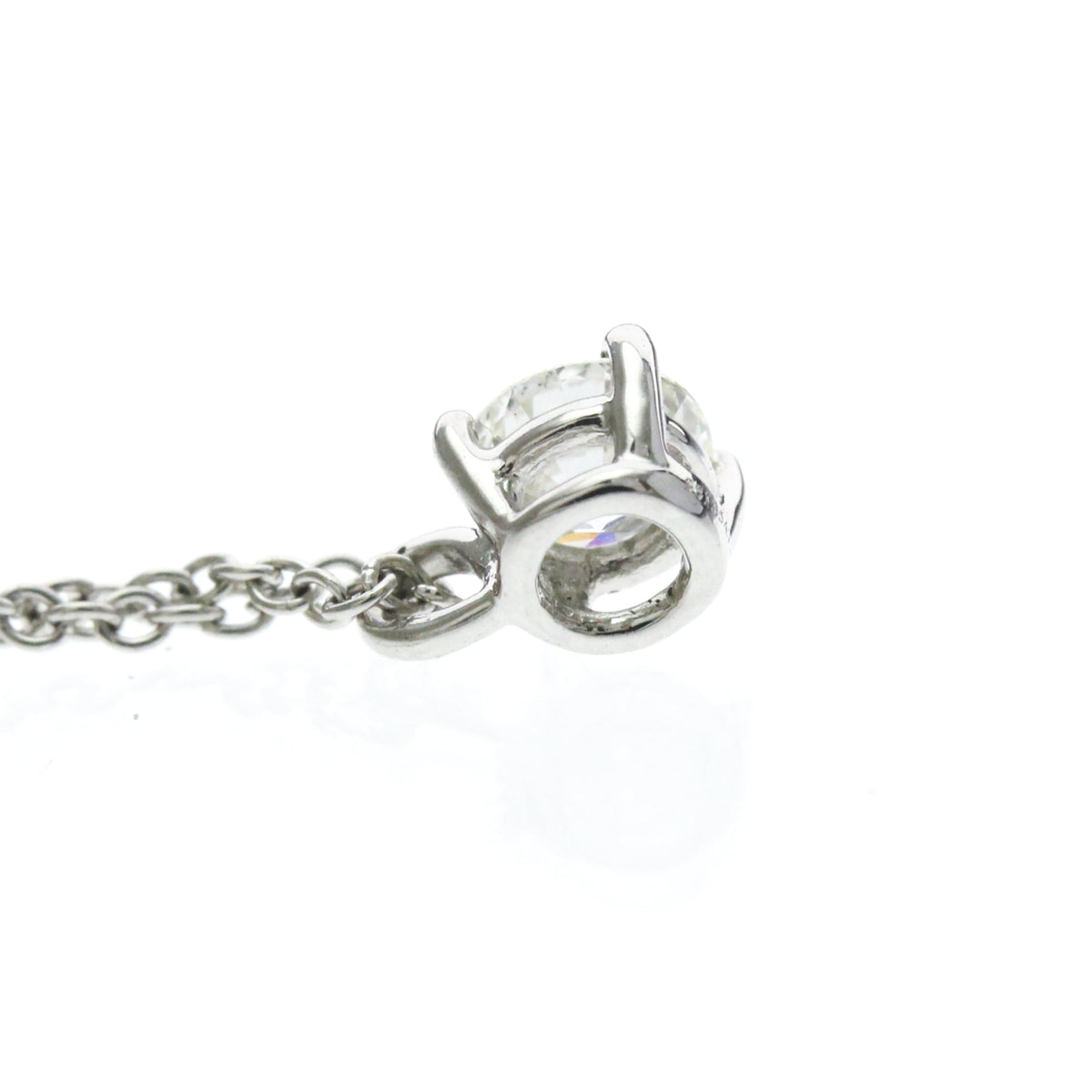 Tiffany & Co. Solitaire Pendant Platinum With Emerald Cut Diamond Silver Platinum Necklace Jewelry (Pre-Owned)
