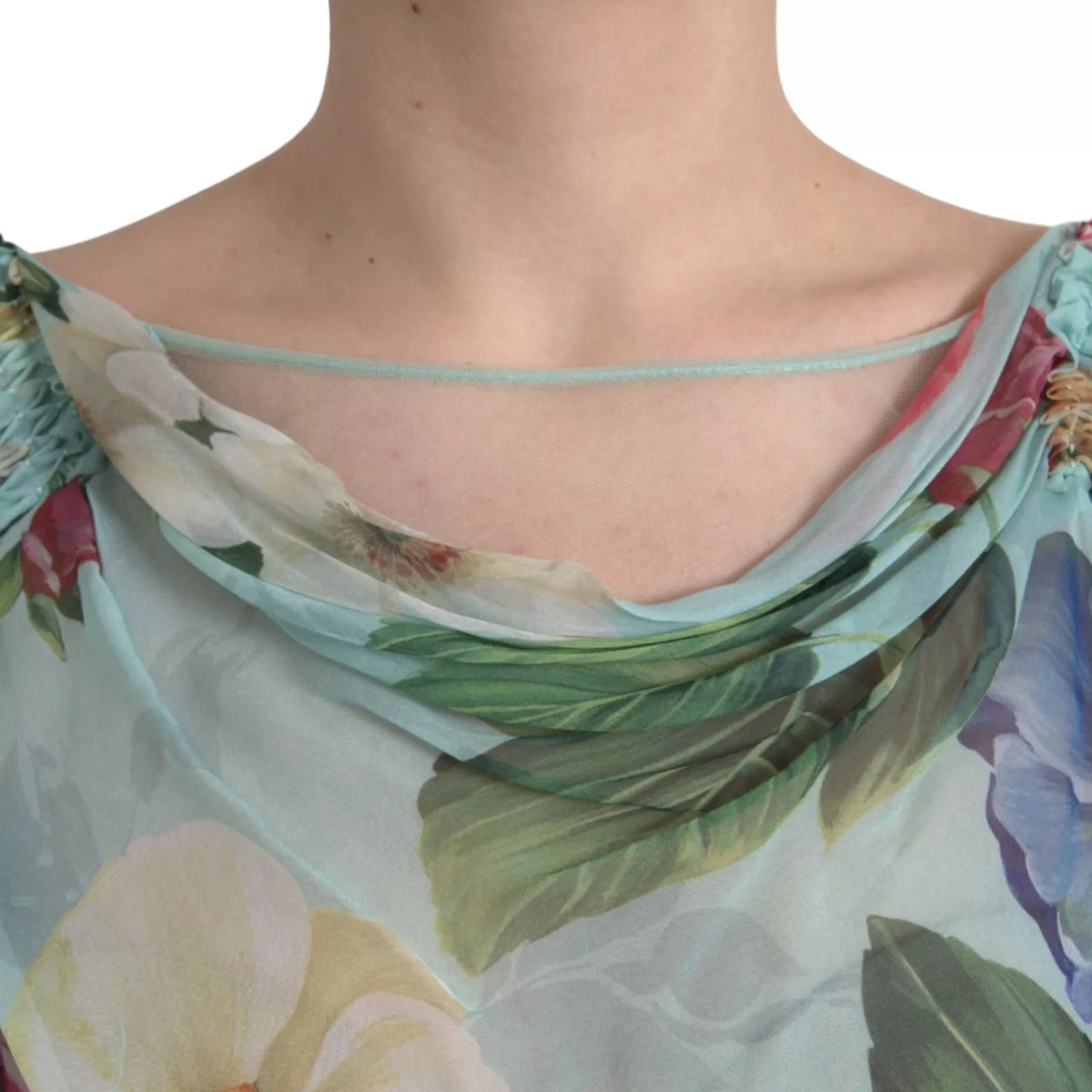 Dolce & Gabbana Blue Floral Print Tiered Long Maxi Women's Dress (Pre-Owned)