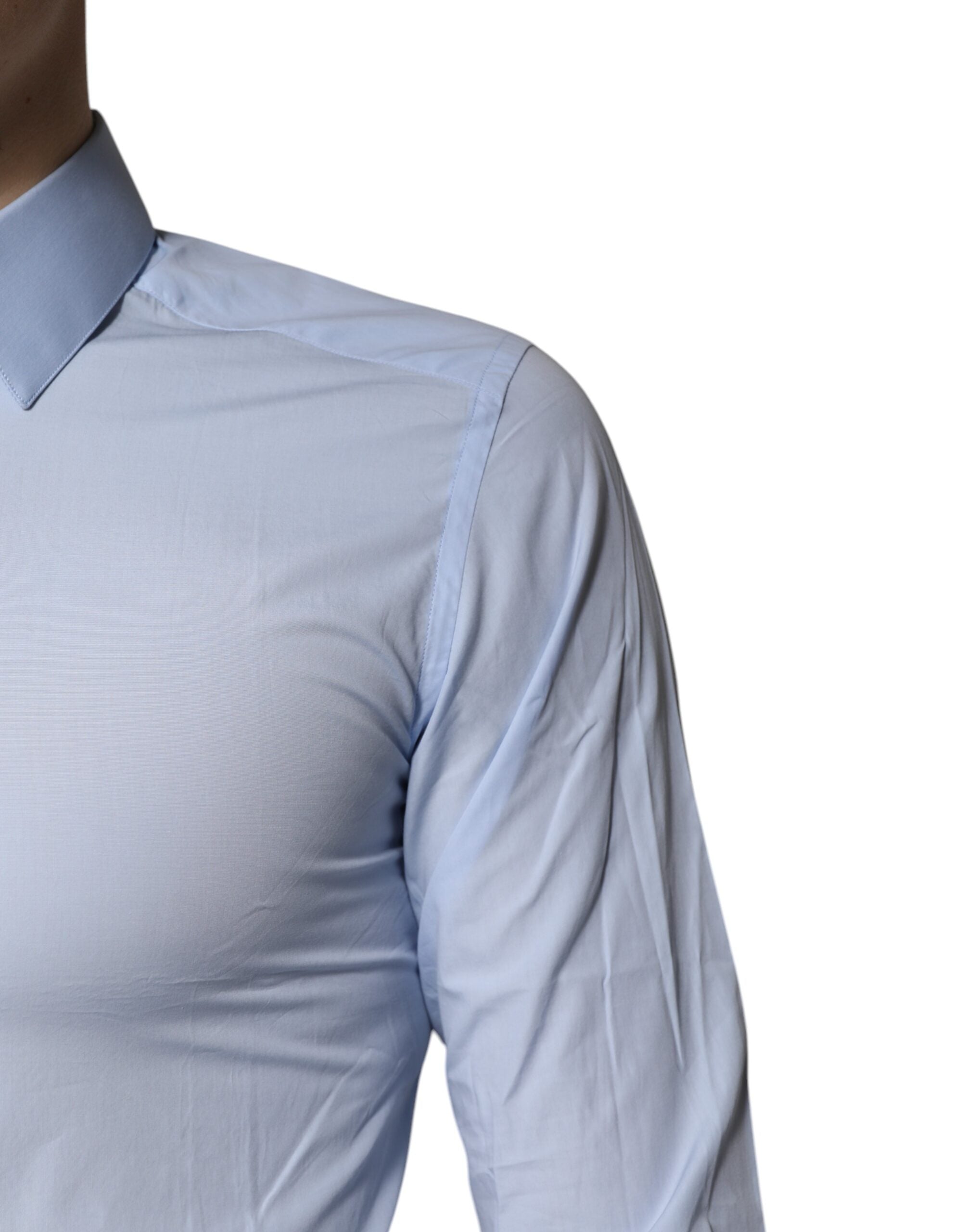 Dolce & Gabbana Light Blue Cotton GOLD Dress Formal Men's Shirt