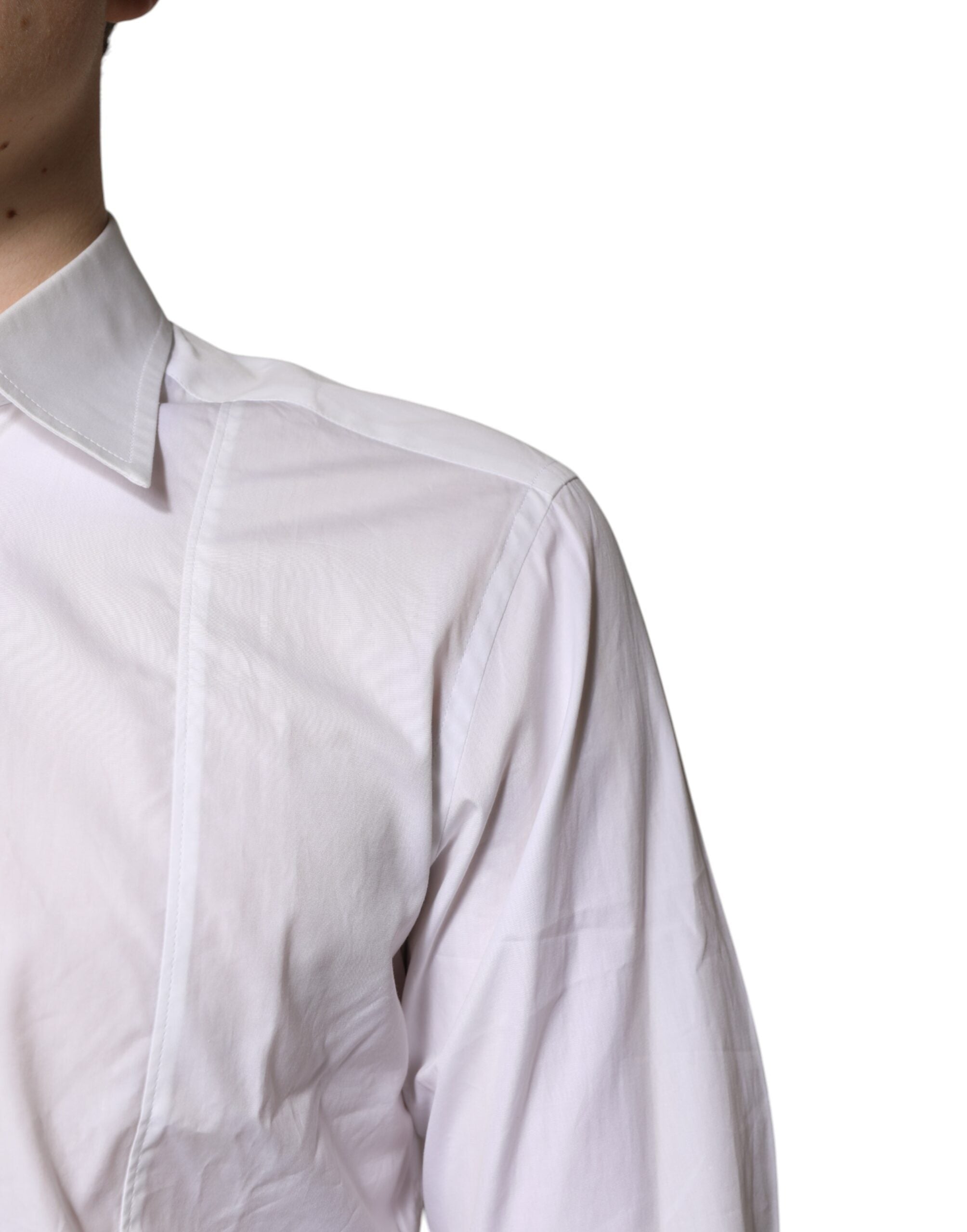 Dolce & Gabbana White Cotton Collared Dress Formal Men's Shirt (Pre-Owned)
