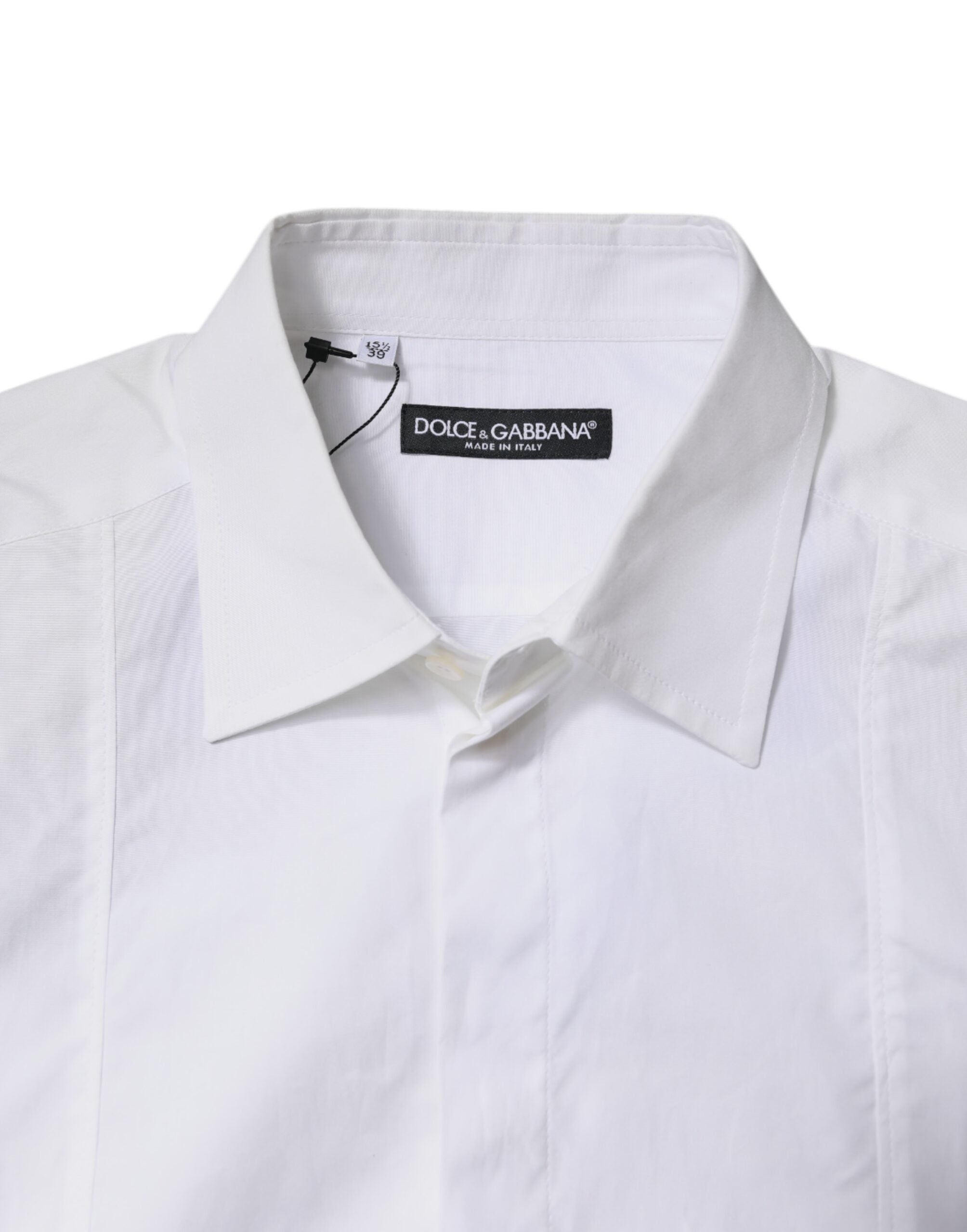 Dolce & Gabbana White Cotton Collared Dress Formal Men's Shirt (Pre-Owned)