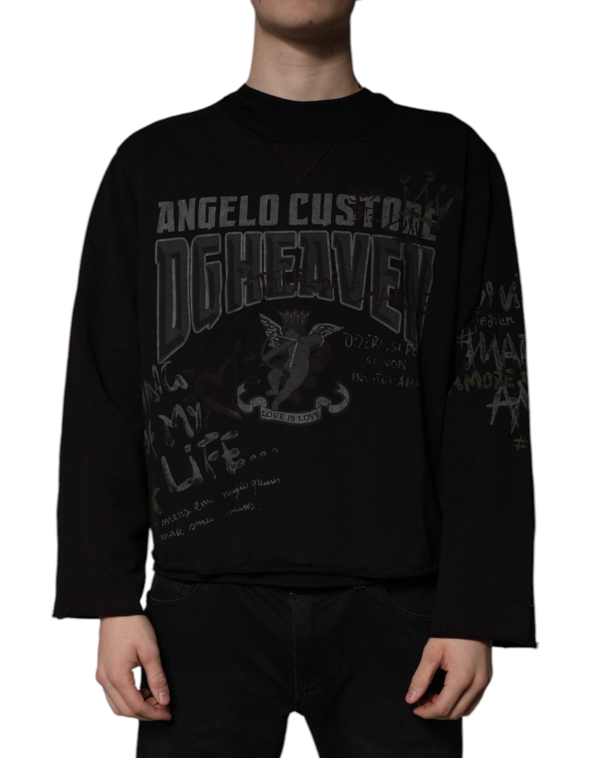 Dolce & Gabbana Black DG Heaven Crew Neck Pullover Men's Sweater