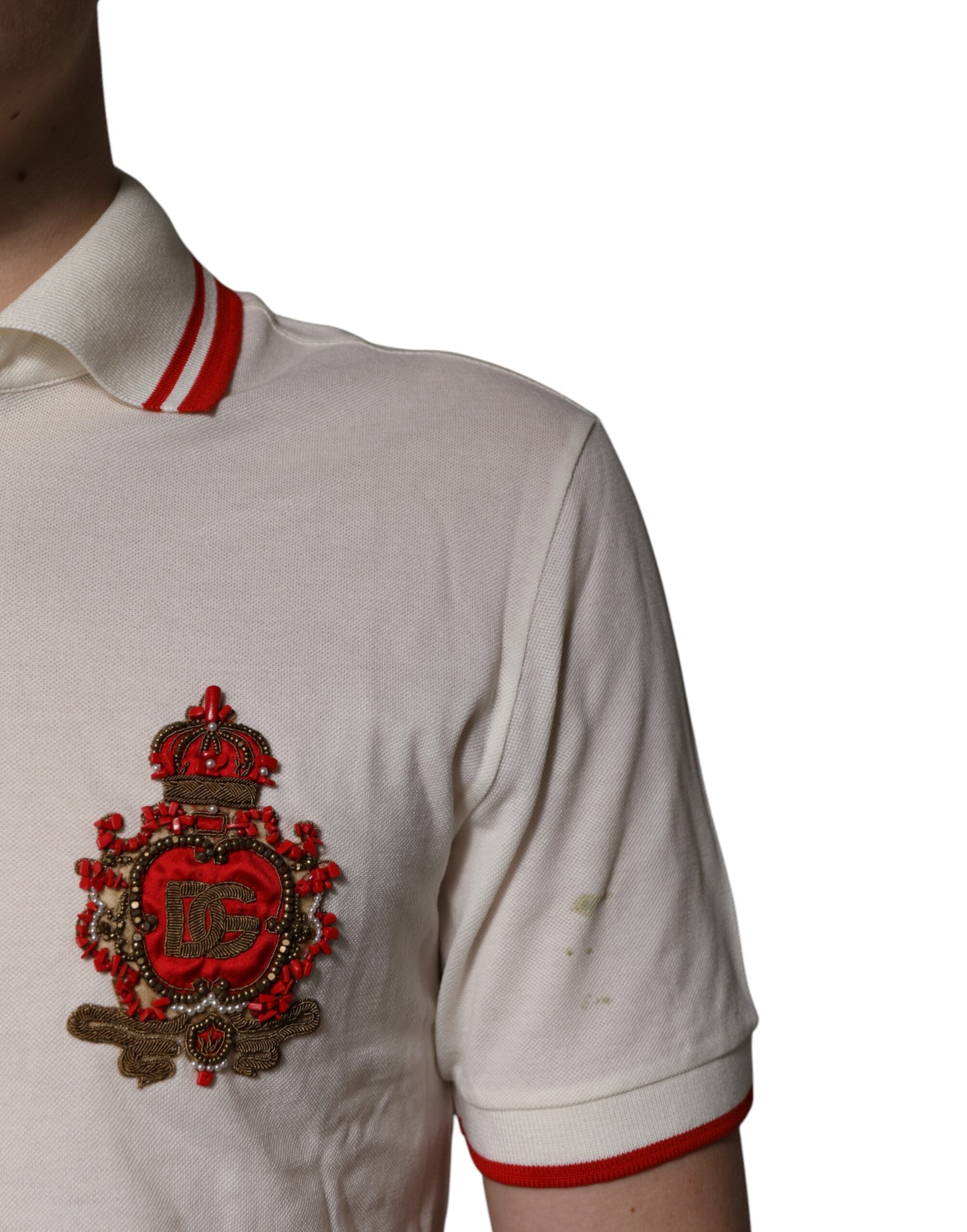 Dolce & Gabbana White Cotton Logo Collared Polo Men Men's T-shirt (Pre-Owned)