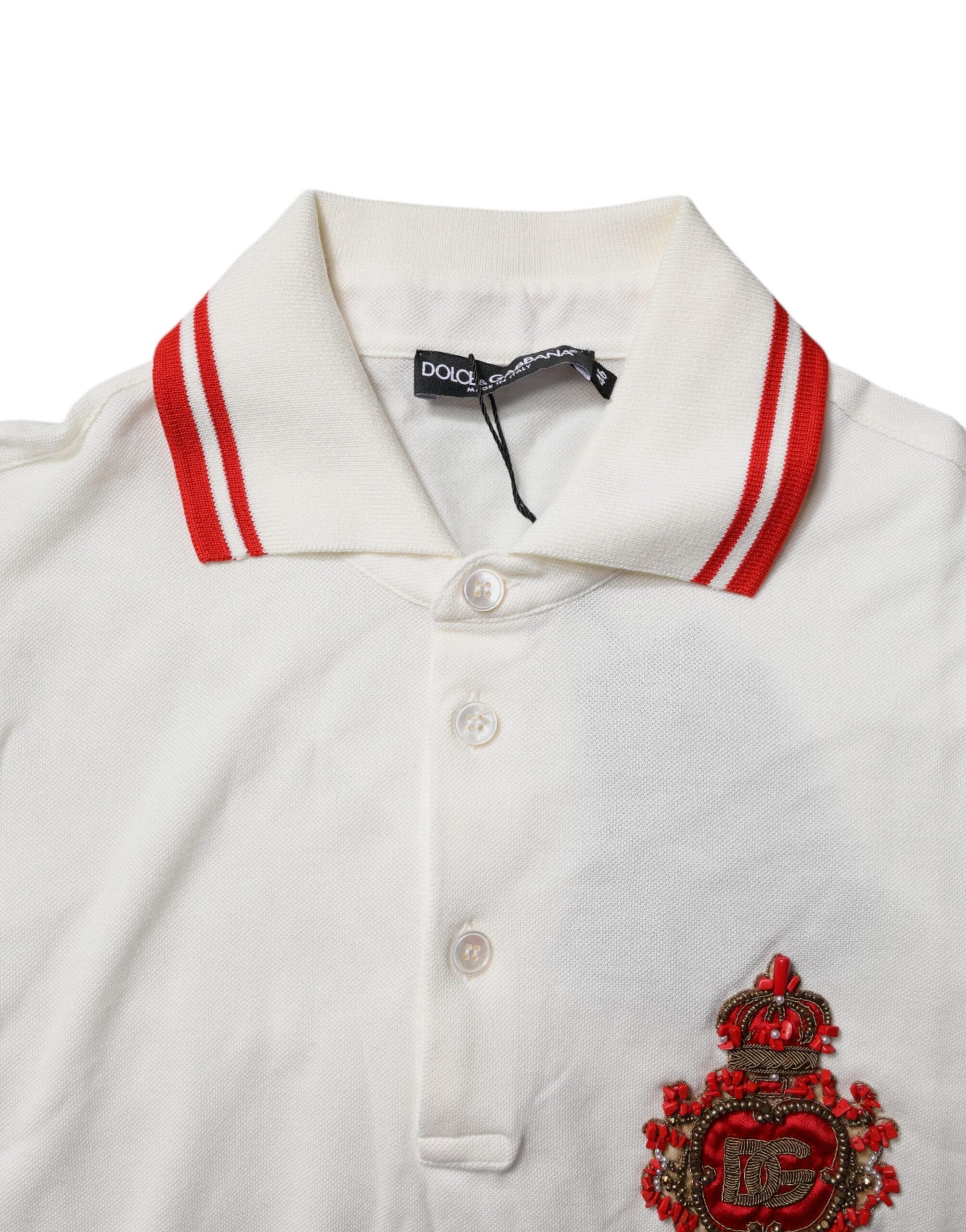 Dolce & Gabbana White Cotton Logo Collared Polo Men Men's T-shirt (Pre-Owned)