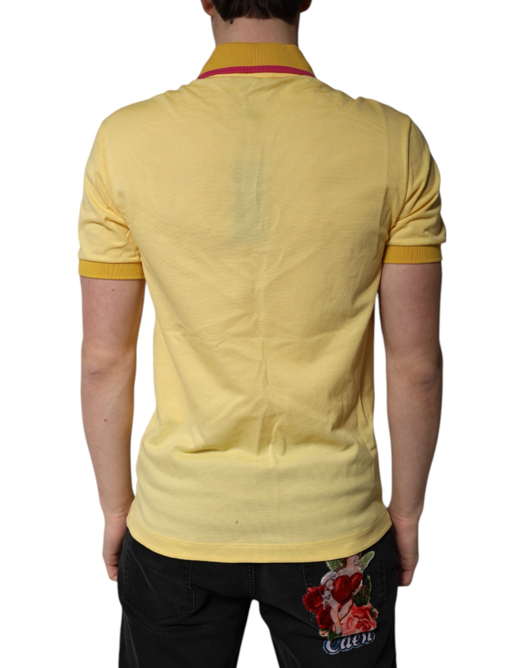 Dolce & Gabbana Yellow Cotton Logo Collared Polo Men's T-shirt